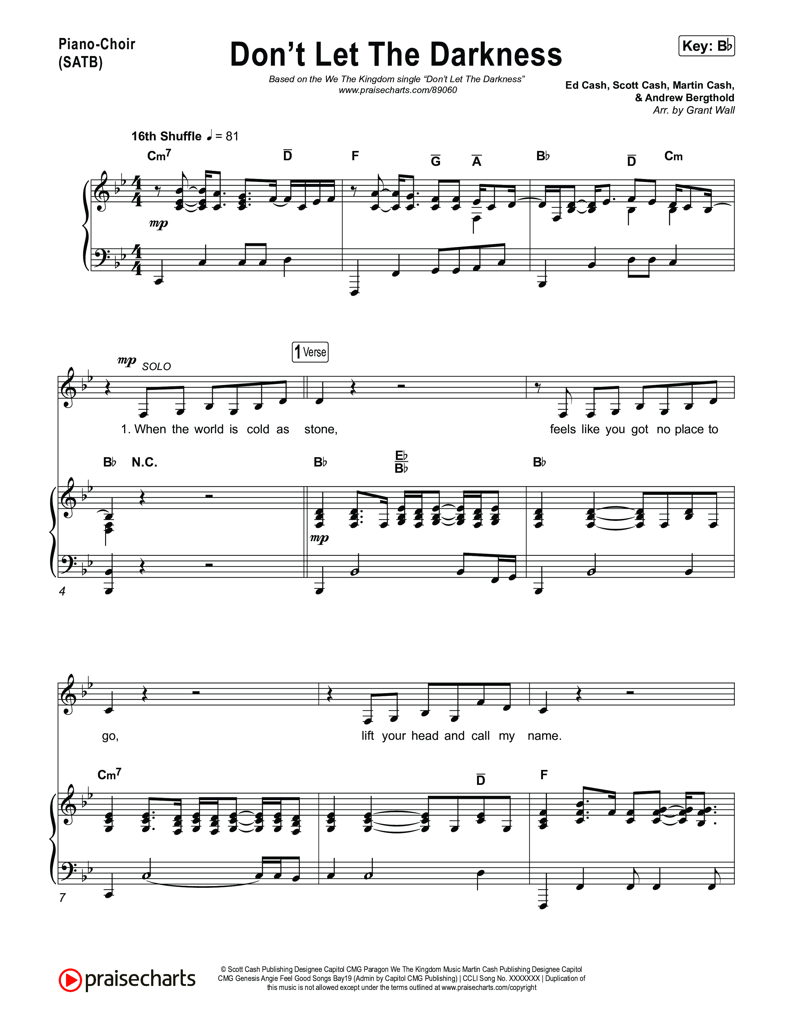 Don't Let The Darkness Piano/Vocal Pack (We The Kingdom)