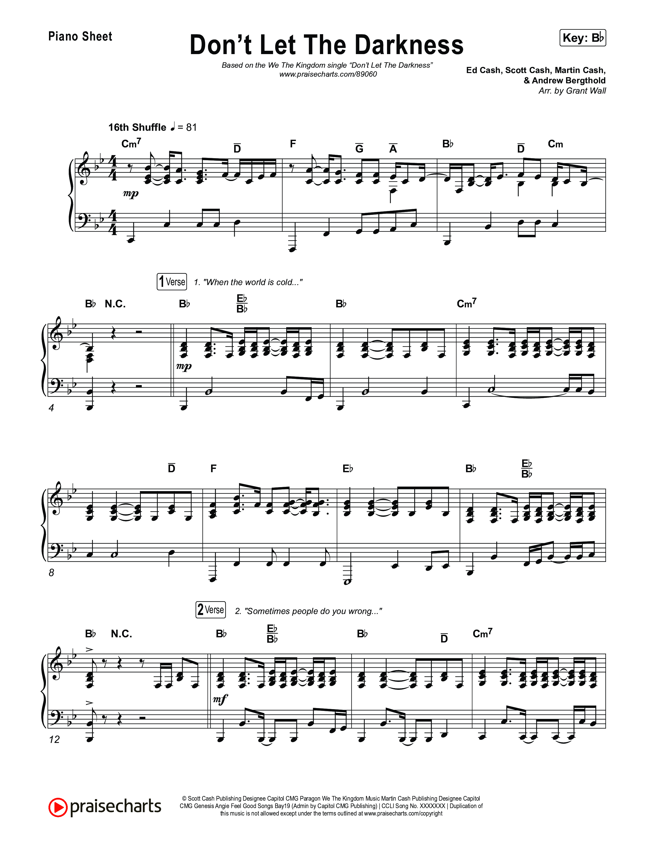 Don't Let The Darkness Piano Sheet (We The Kingdom)