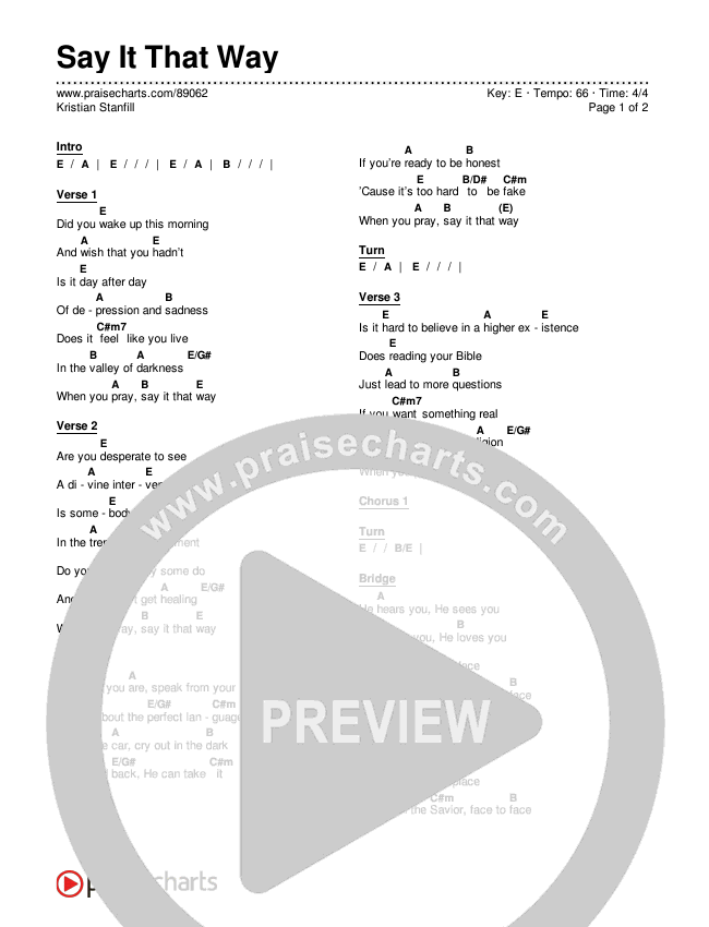 Say It That Way Chords & Lyrics (Kristian Stanfill)