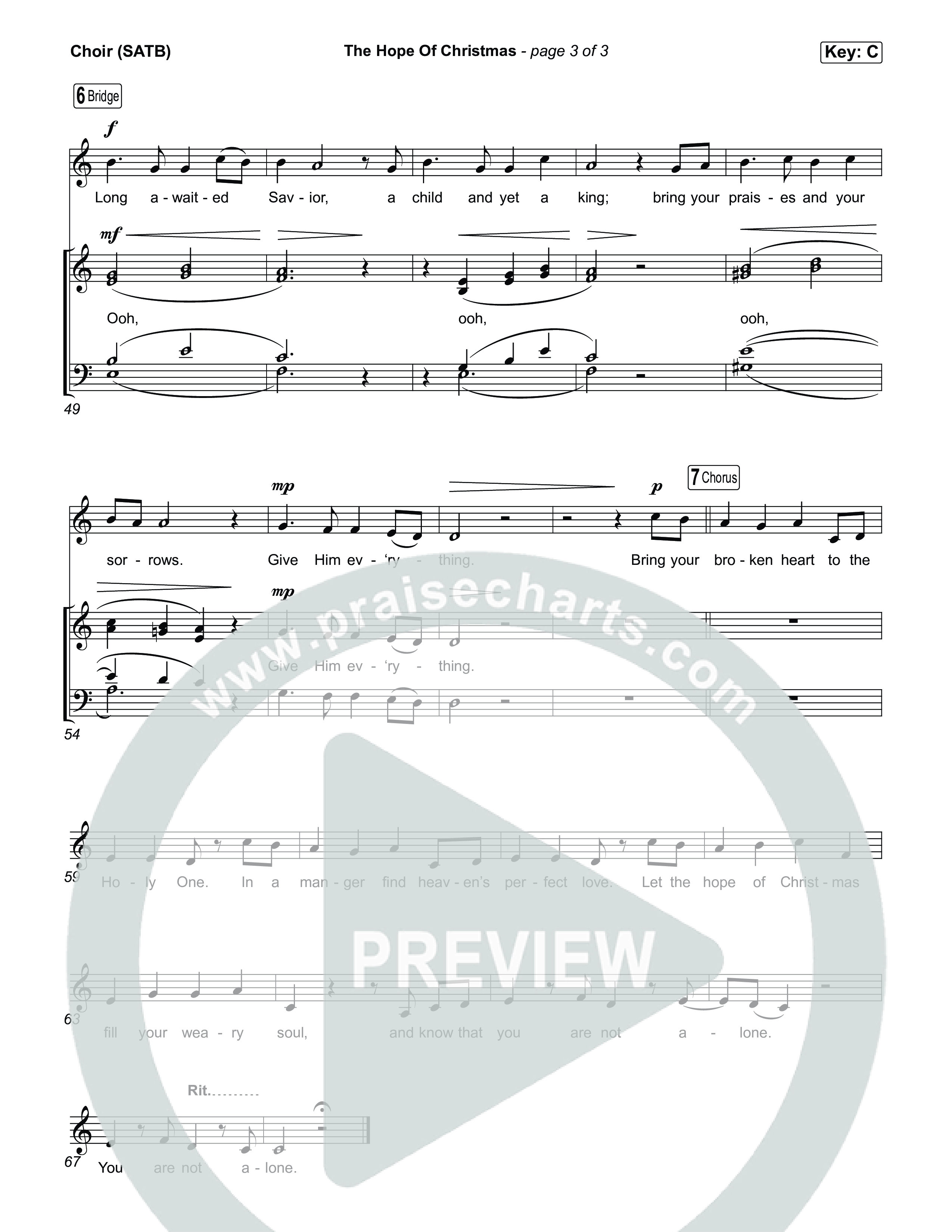The Hope Of Christmas Choir Sheet (SATB) (Katy Nichole)