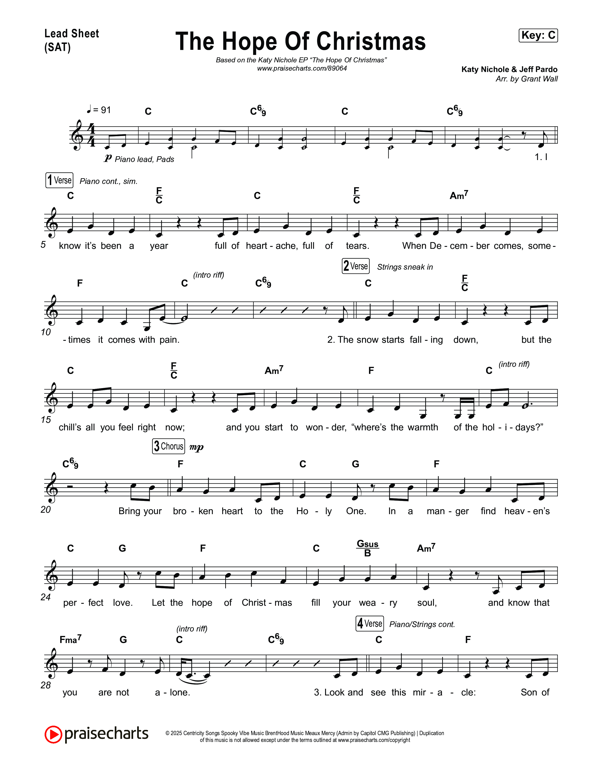 The Hope Of Christmas Lead Sheet (SAT) (Katy Nichole)