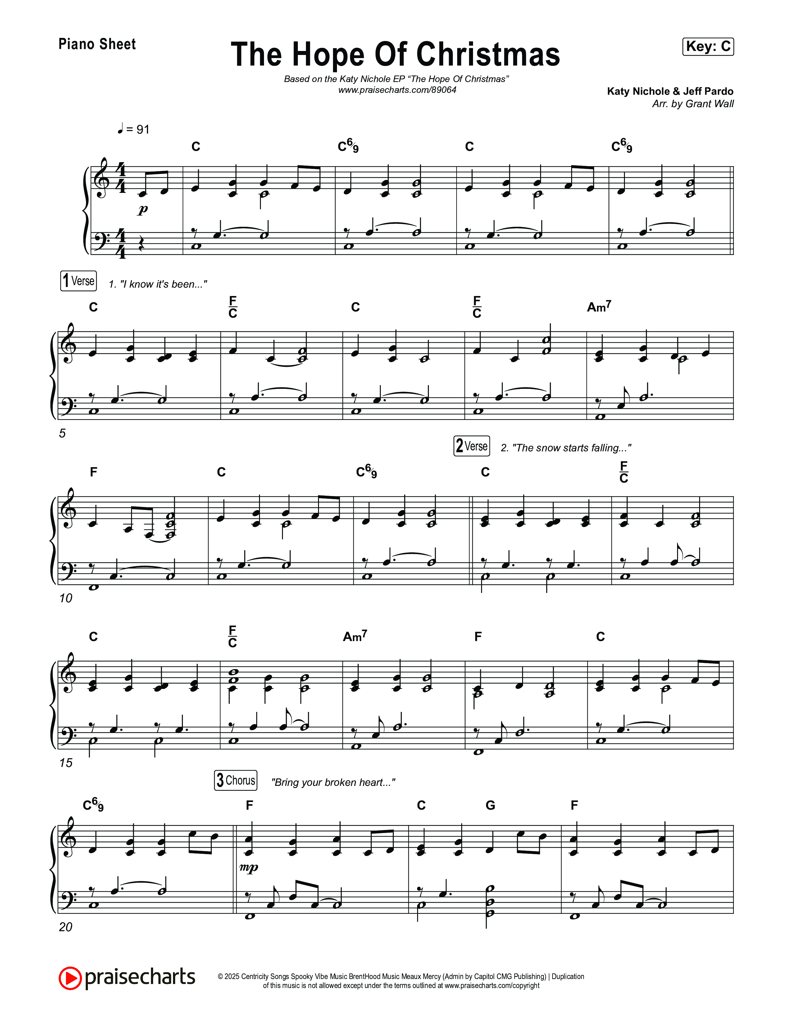 The Hope Of Christmas Piano Sheet (Katy Nichole)