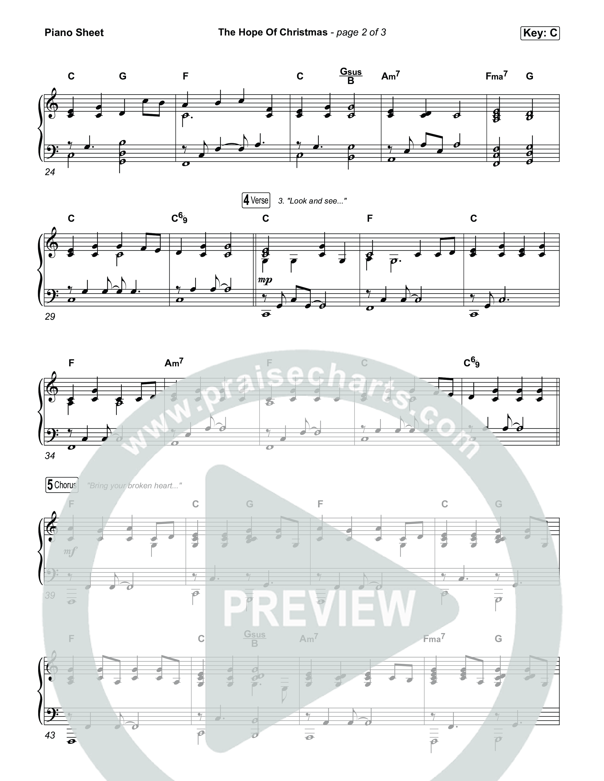 The Hope Of Christmas Piano Sheet (Katy Nichole)