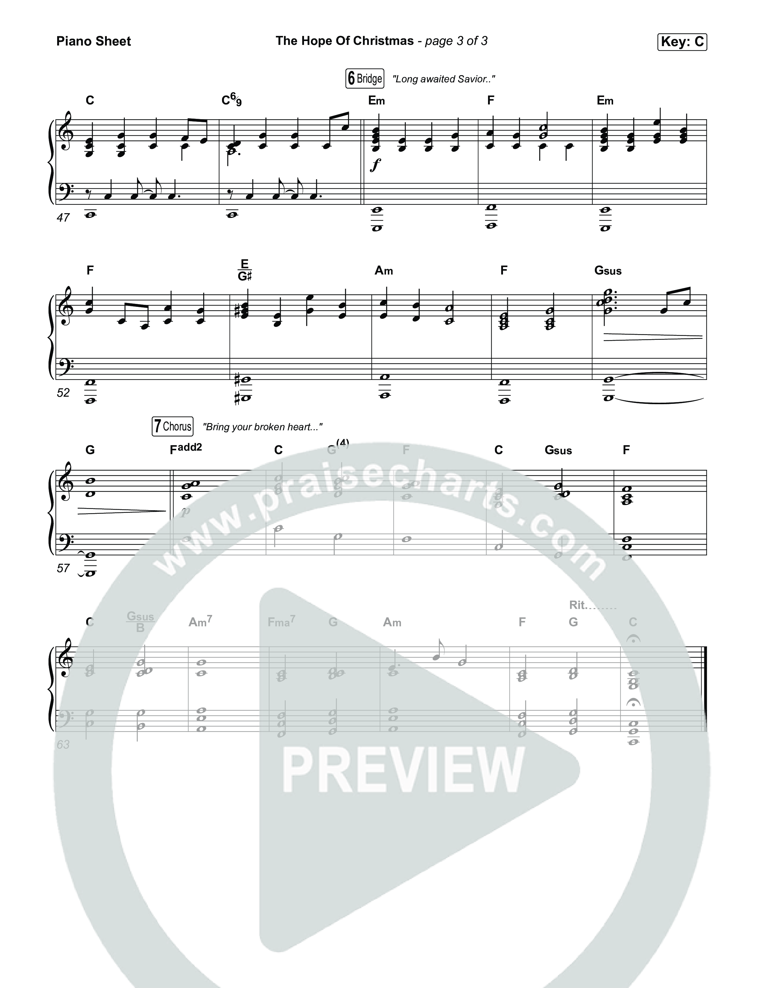 The Hope Of Christmas Piano Sheet (Katy Nichole)