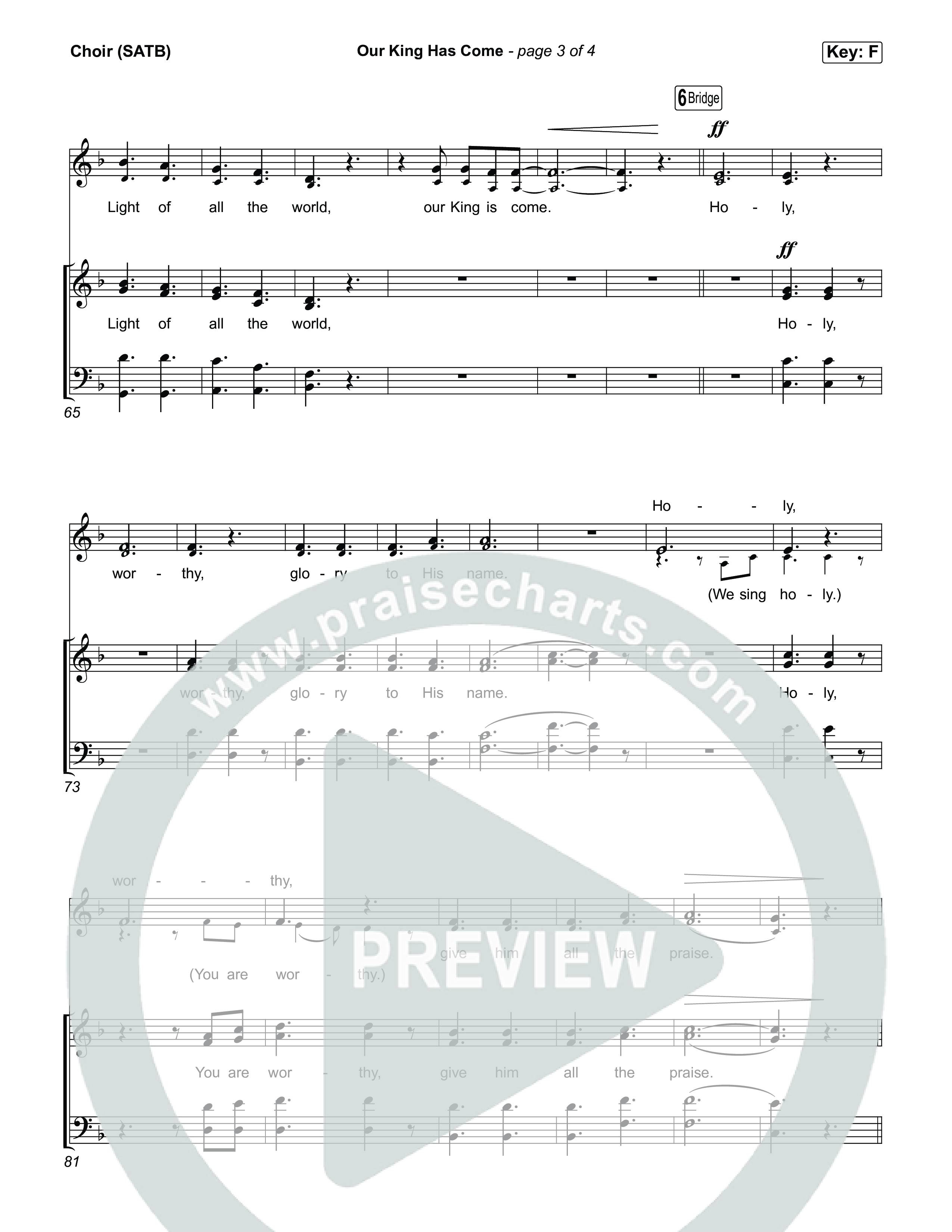 Our King Has Come Choir Sheet (SATB) (Katy Nichole)