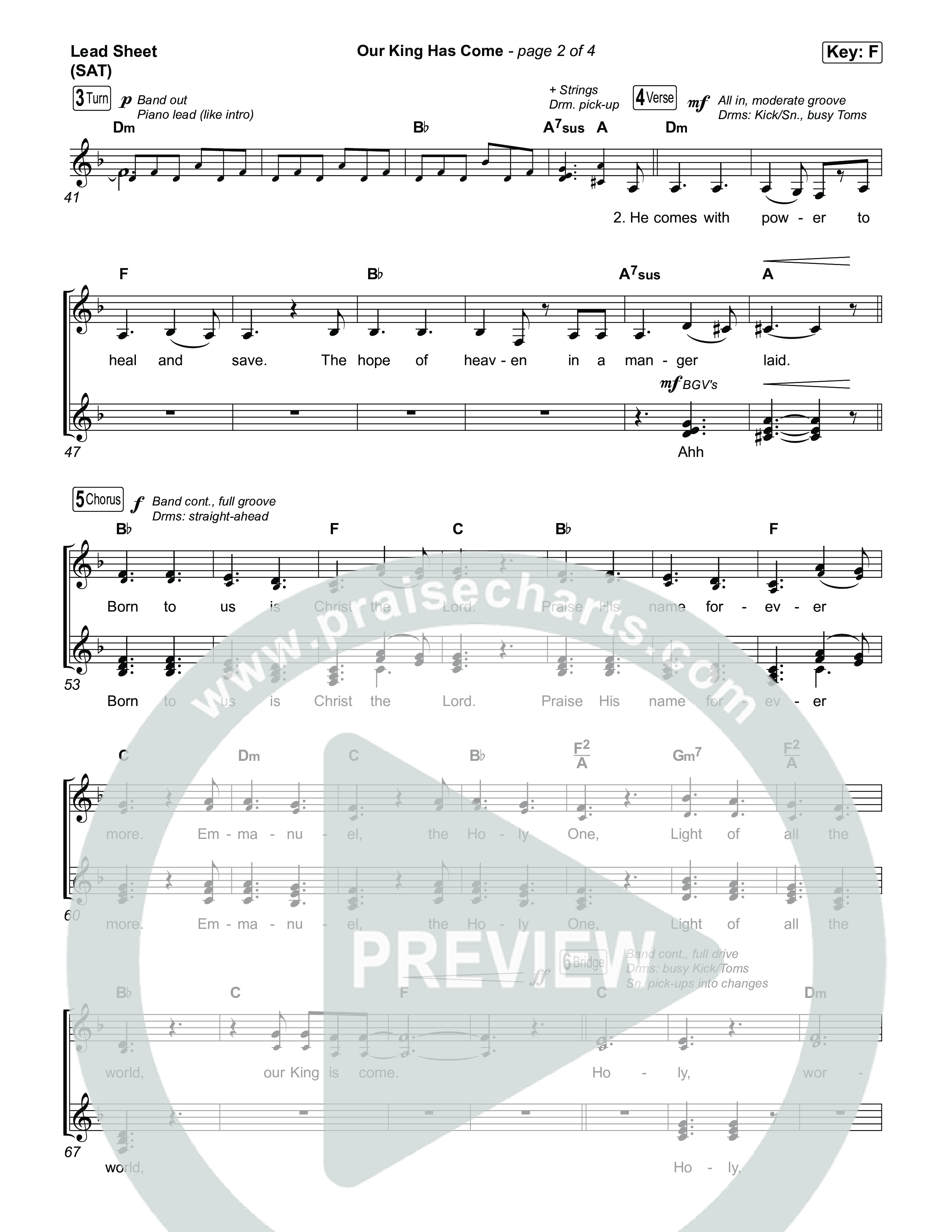 Our King Has Come Lead Sheet (SAT) (Katy Nichole)