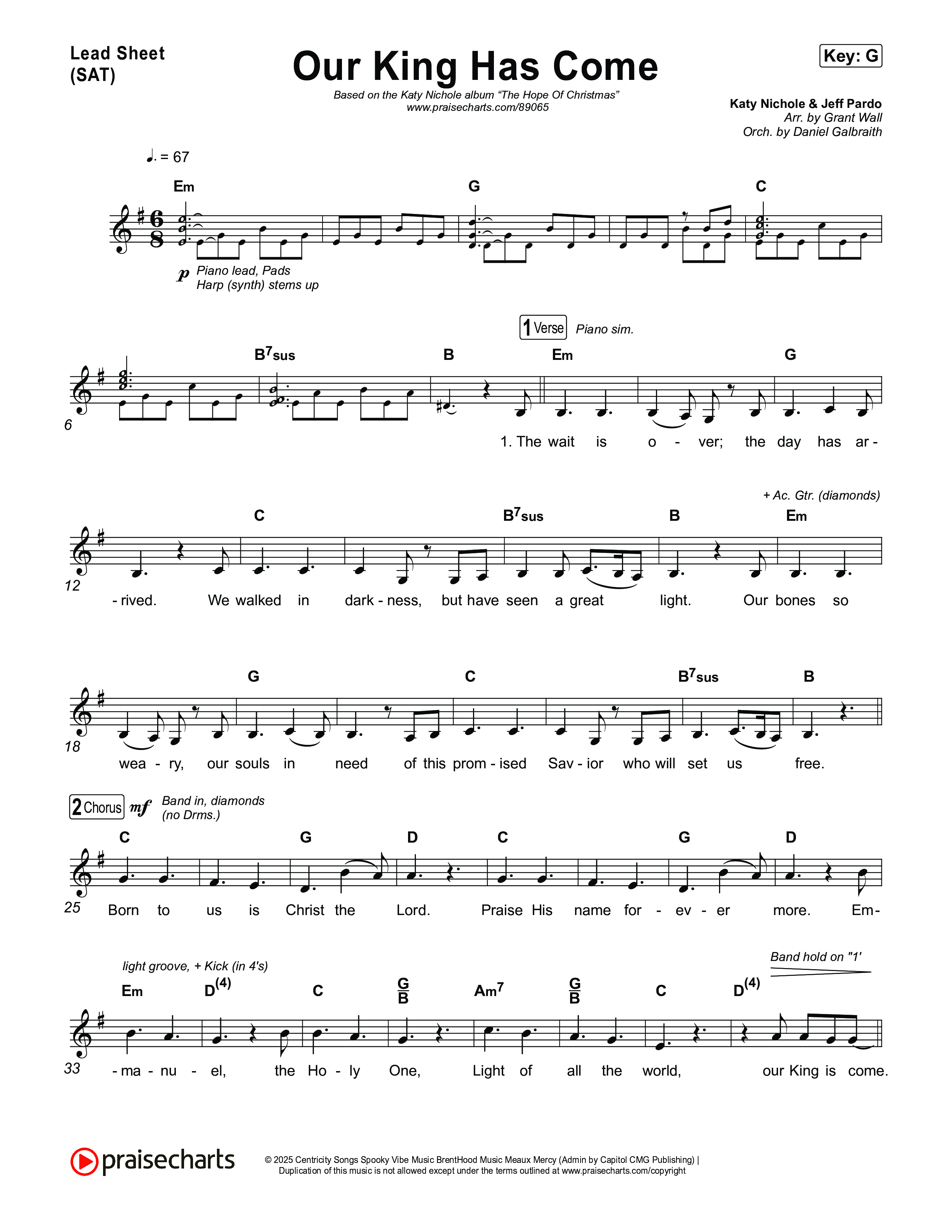 Our King Has Come Lead Sheet (SAT) (Katy Nichole)