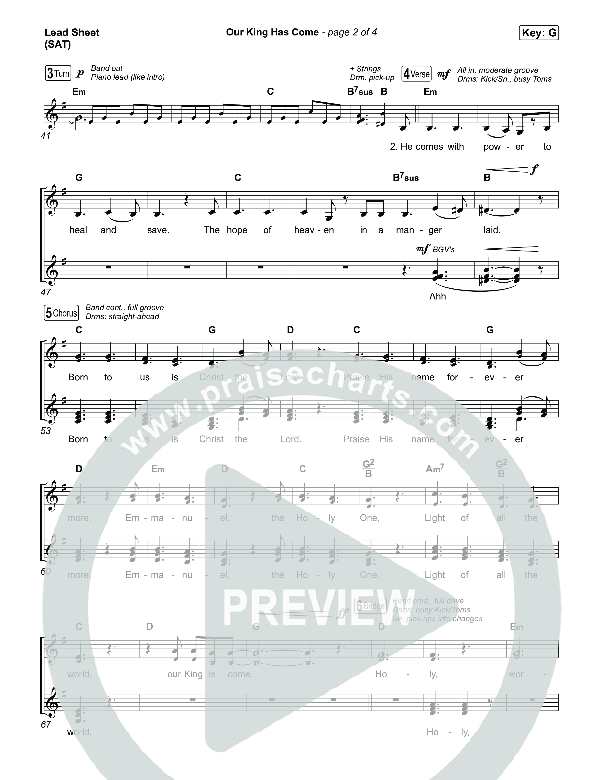 Our King Has Come Lead Sheet (SAT) (Katy Nichole)