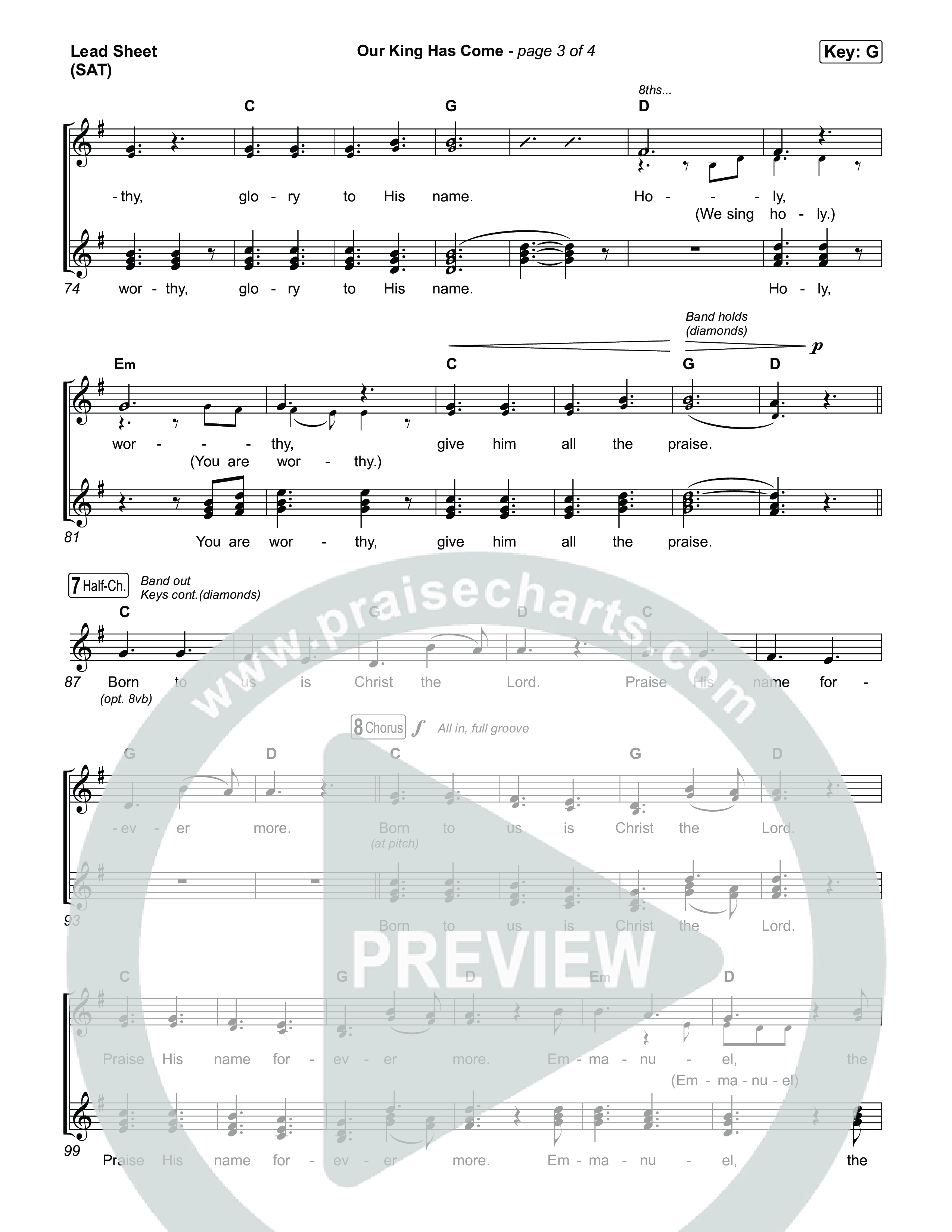 Our King Has Come Lead Sheet (SAT) (Katy Nichole)