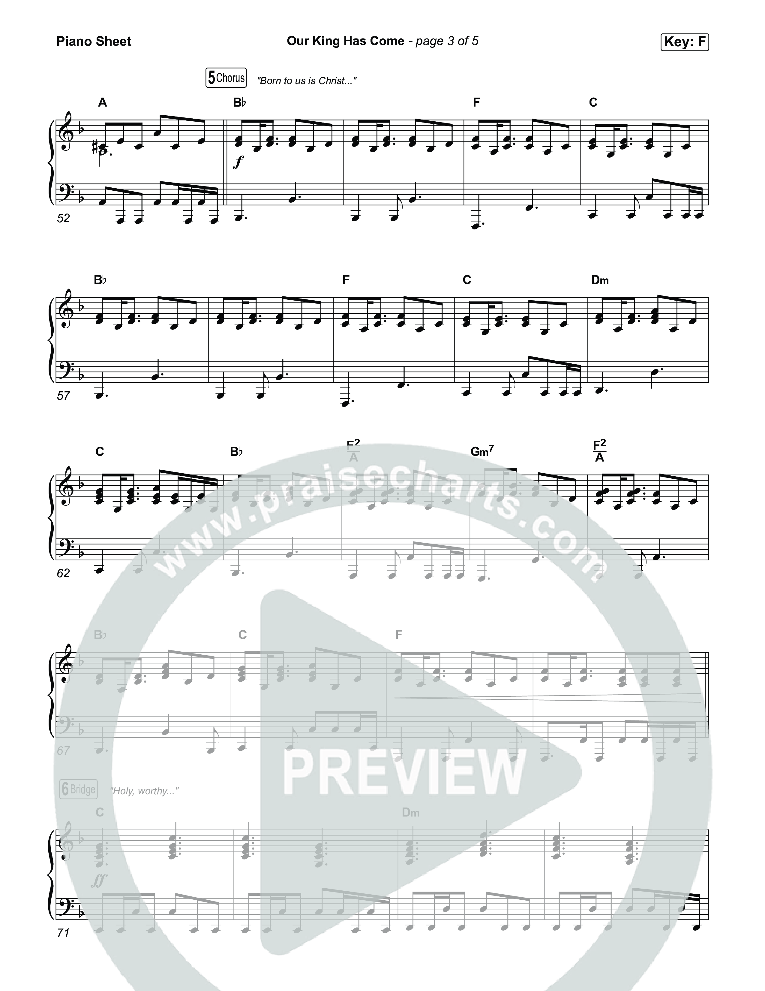 Our King Has Come Piano Sheet (Katy Nichole)