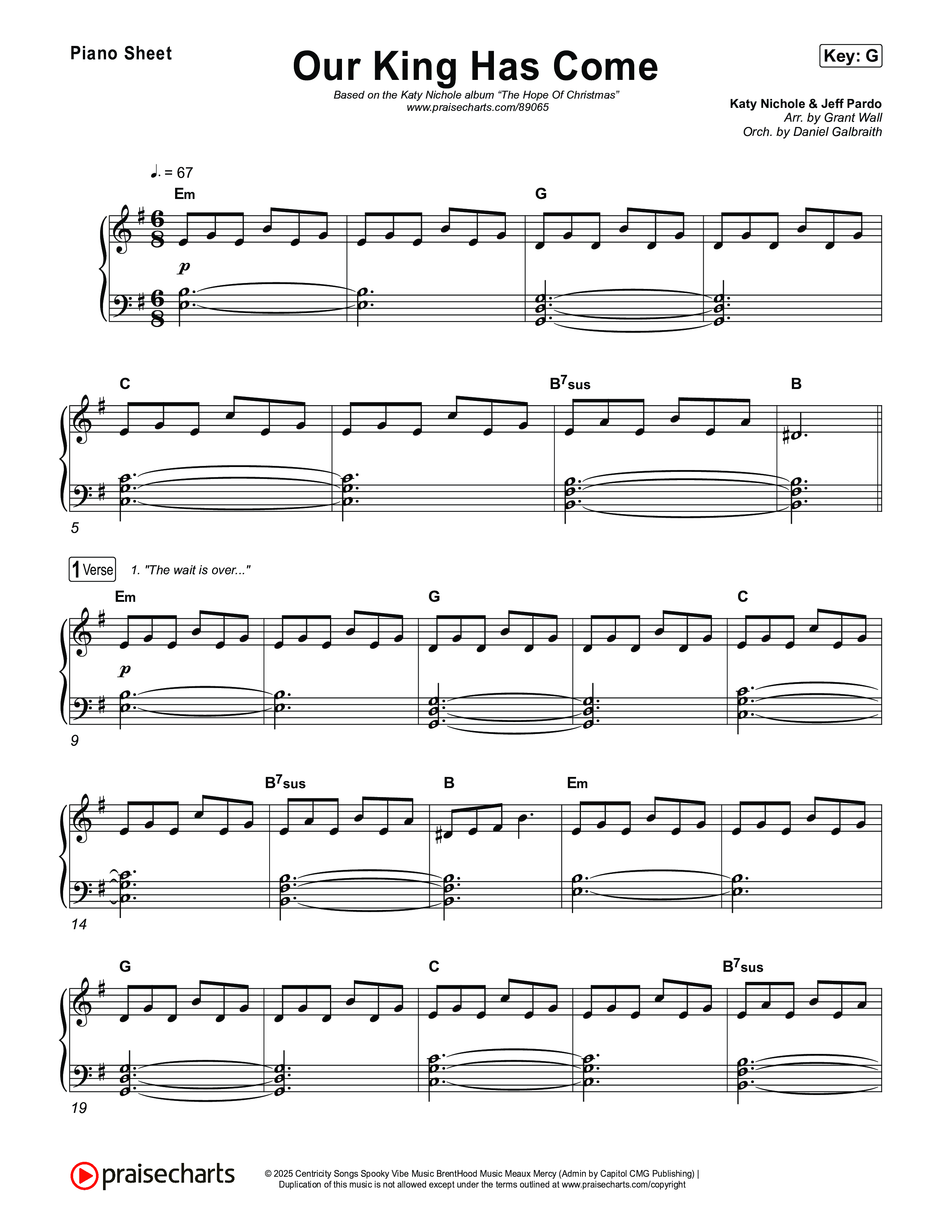 Our King Has Come Piano Sheet (Katy Nichole)