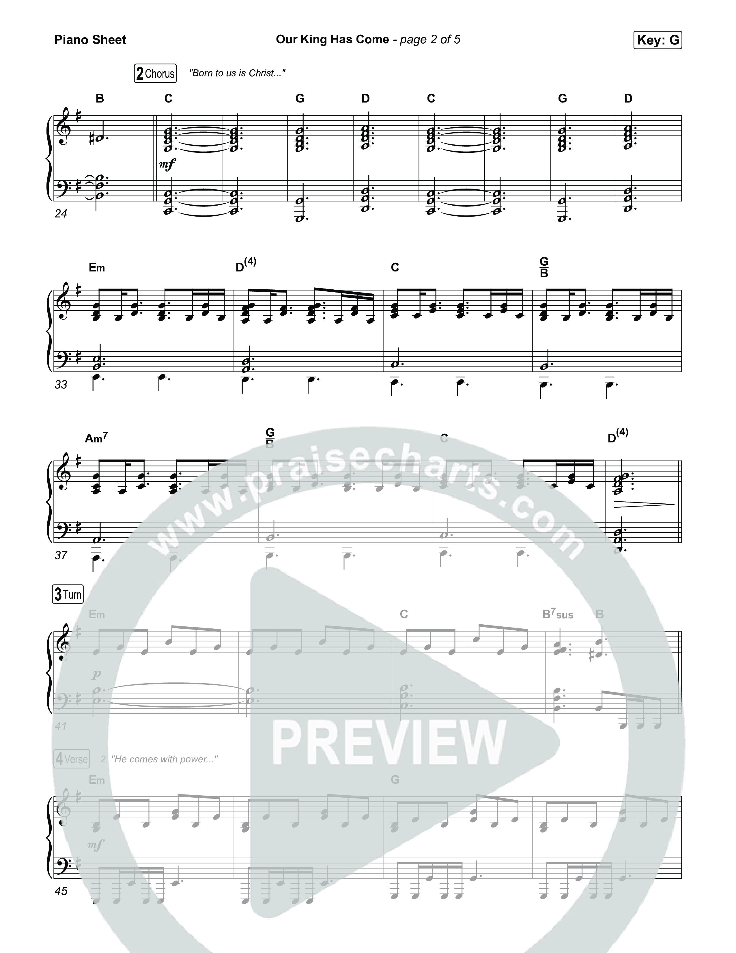 Our King Has Come Piano Sheet (Katy Nichole)