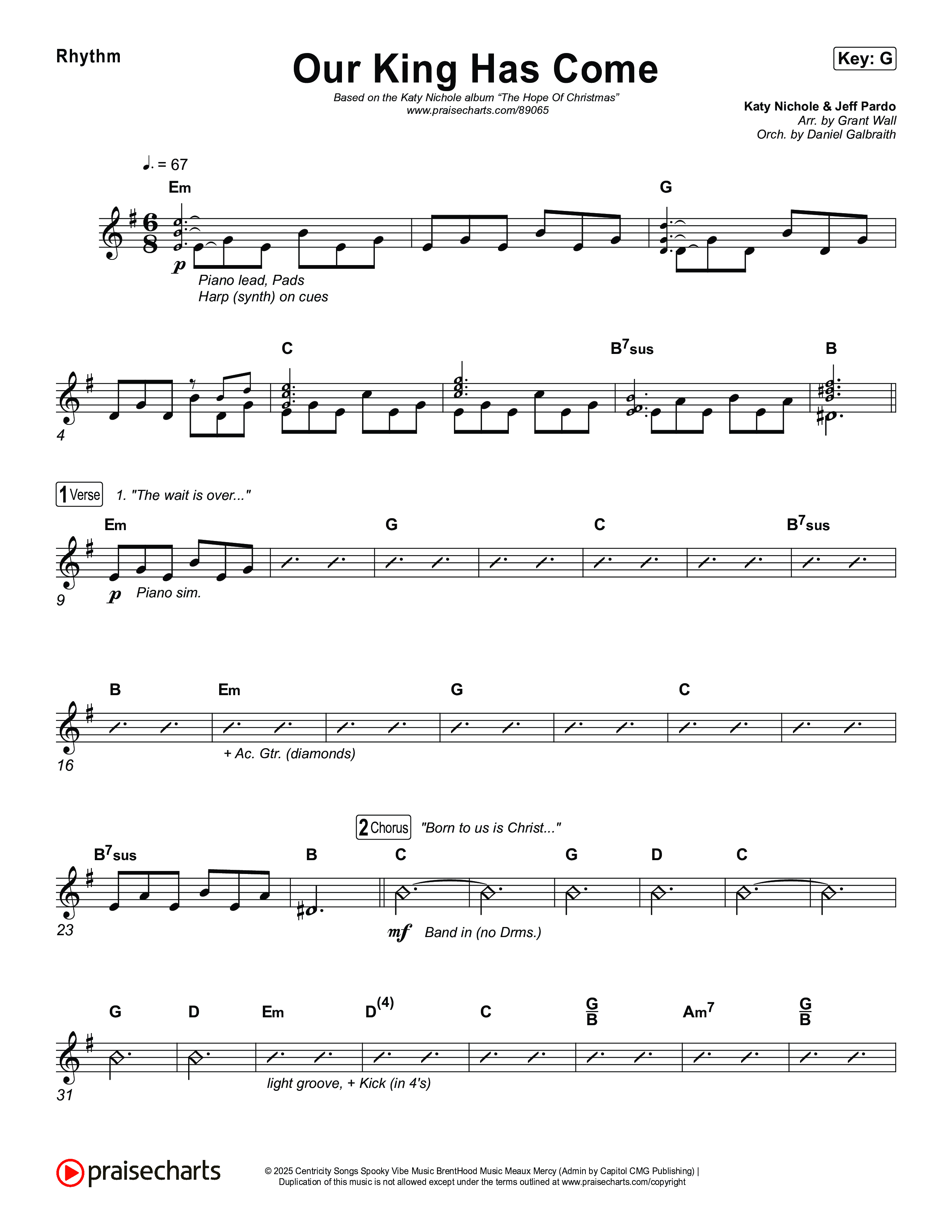 Our King Has Come Rhythm Chart (Katy Nichole)