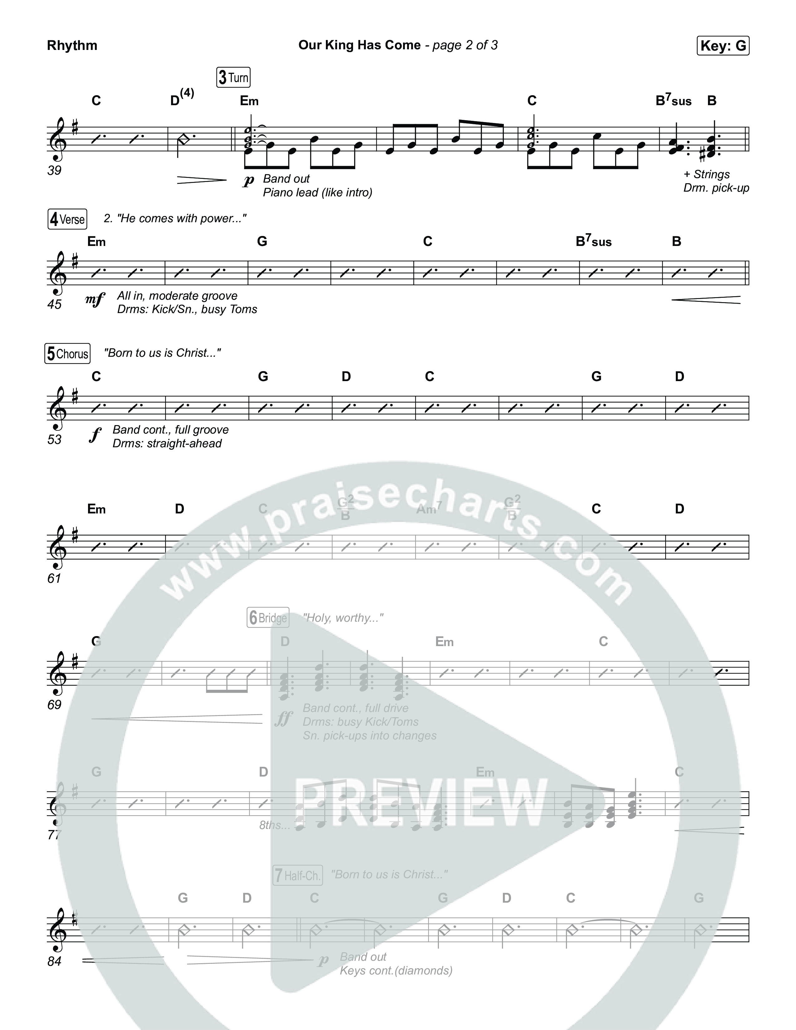 Our King Has Come Rhythm Chart (Katy Nichole)