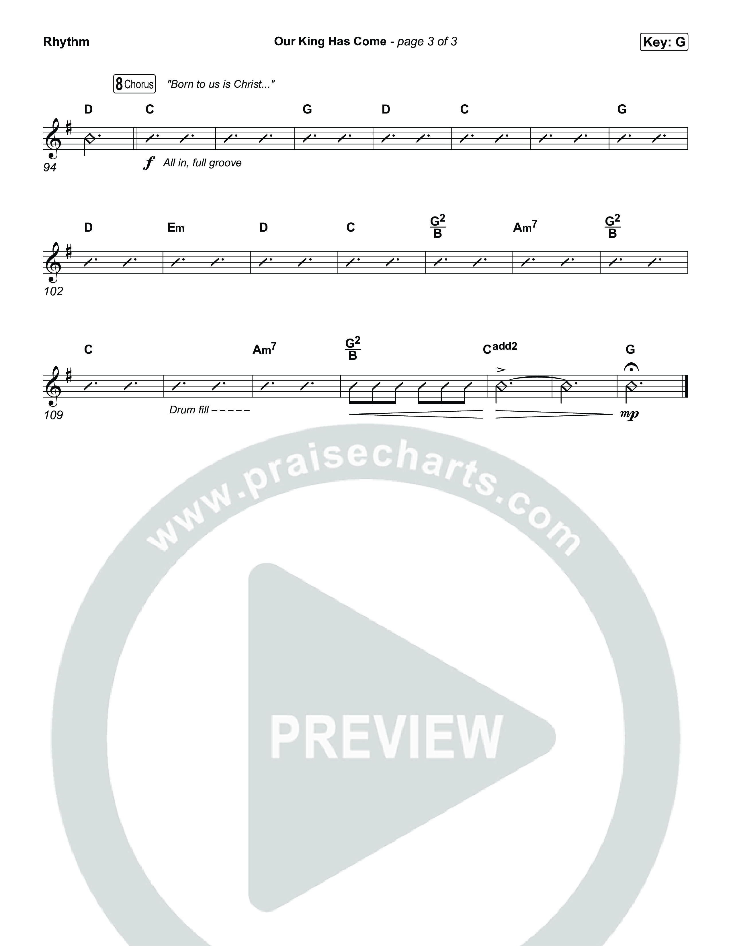 Our King Has Come Rhythm Chart (Katy Nichole)