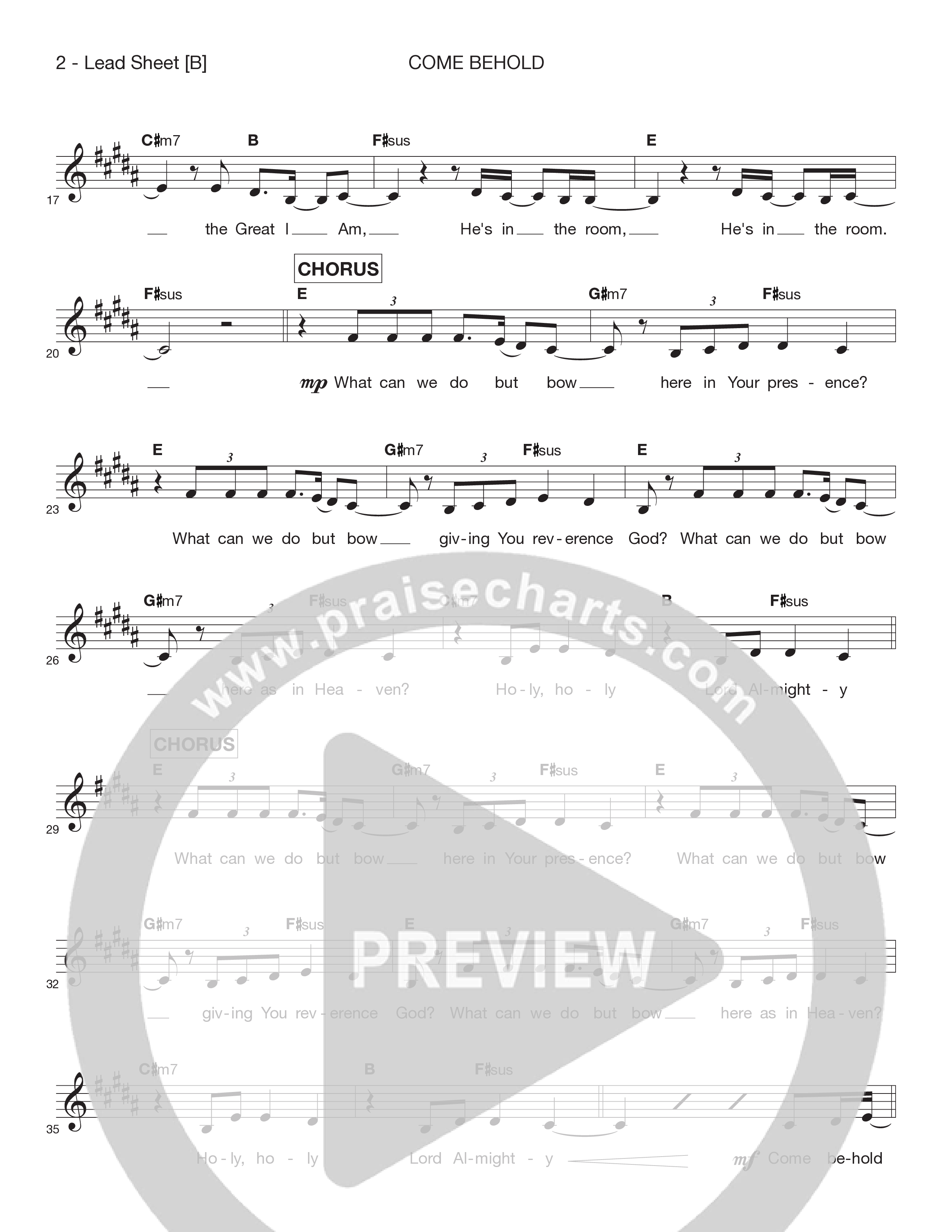 Come Behold Lead Sheet Melody (Victory House Worship)