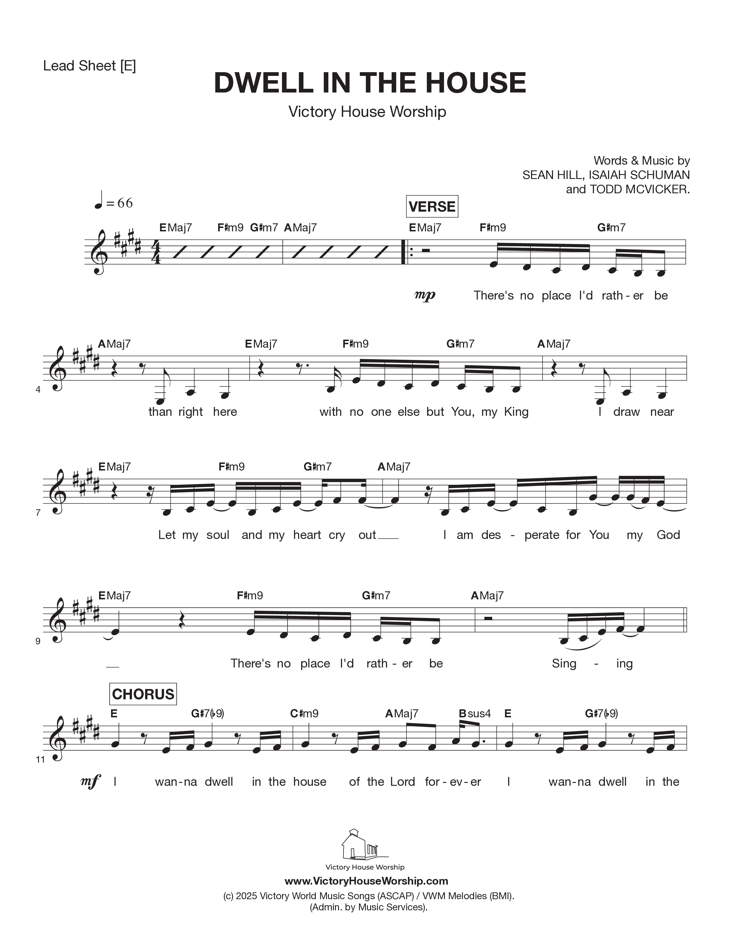 Dwell In The House Lead Sheet Melody (Victory House Worship)