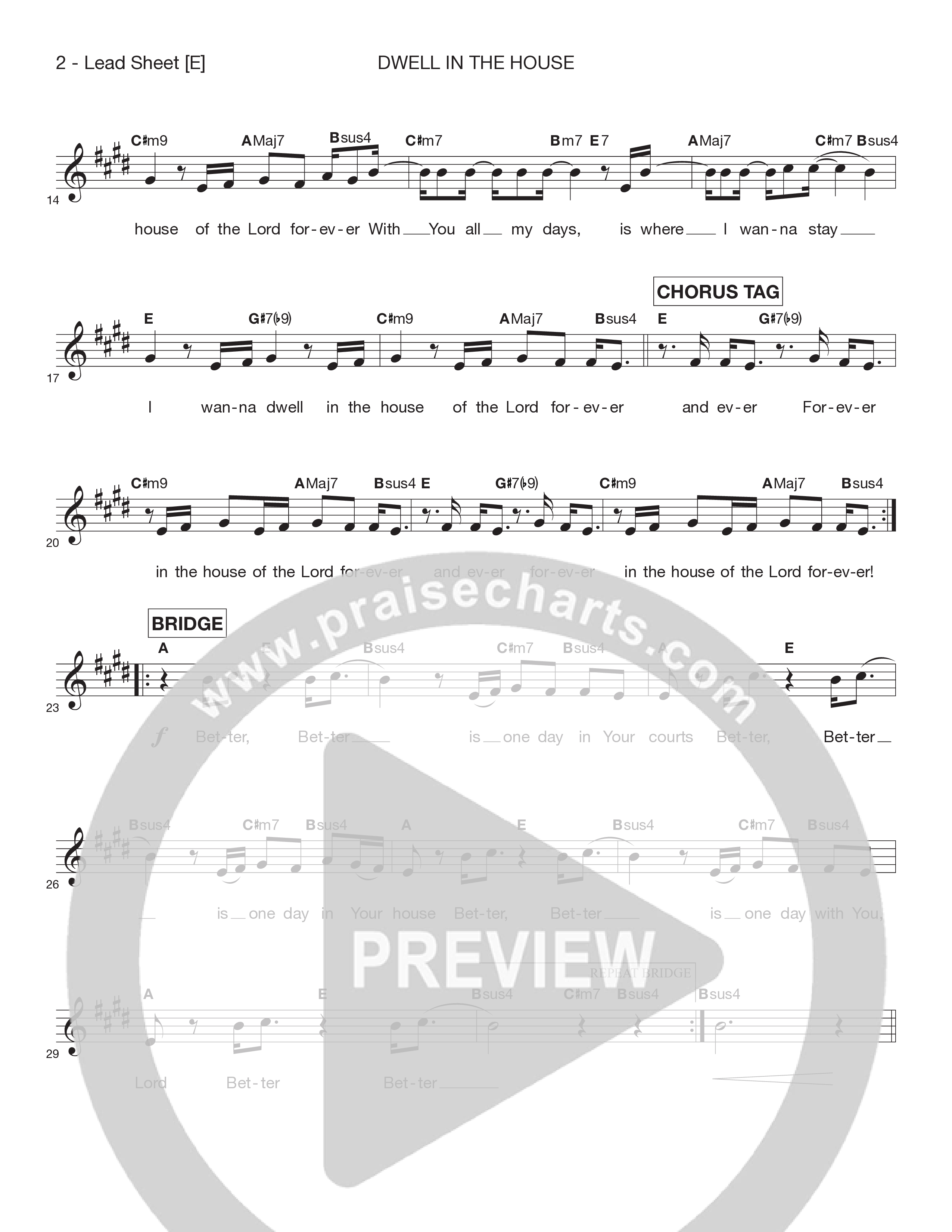 Dwell In The House Lead Sheet Melody (Victory House Worship)