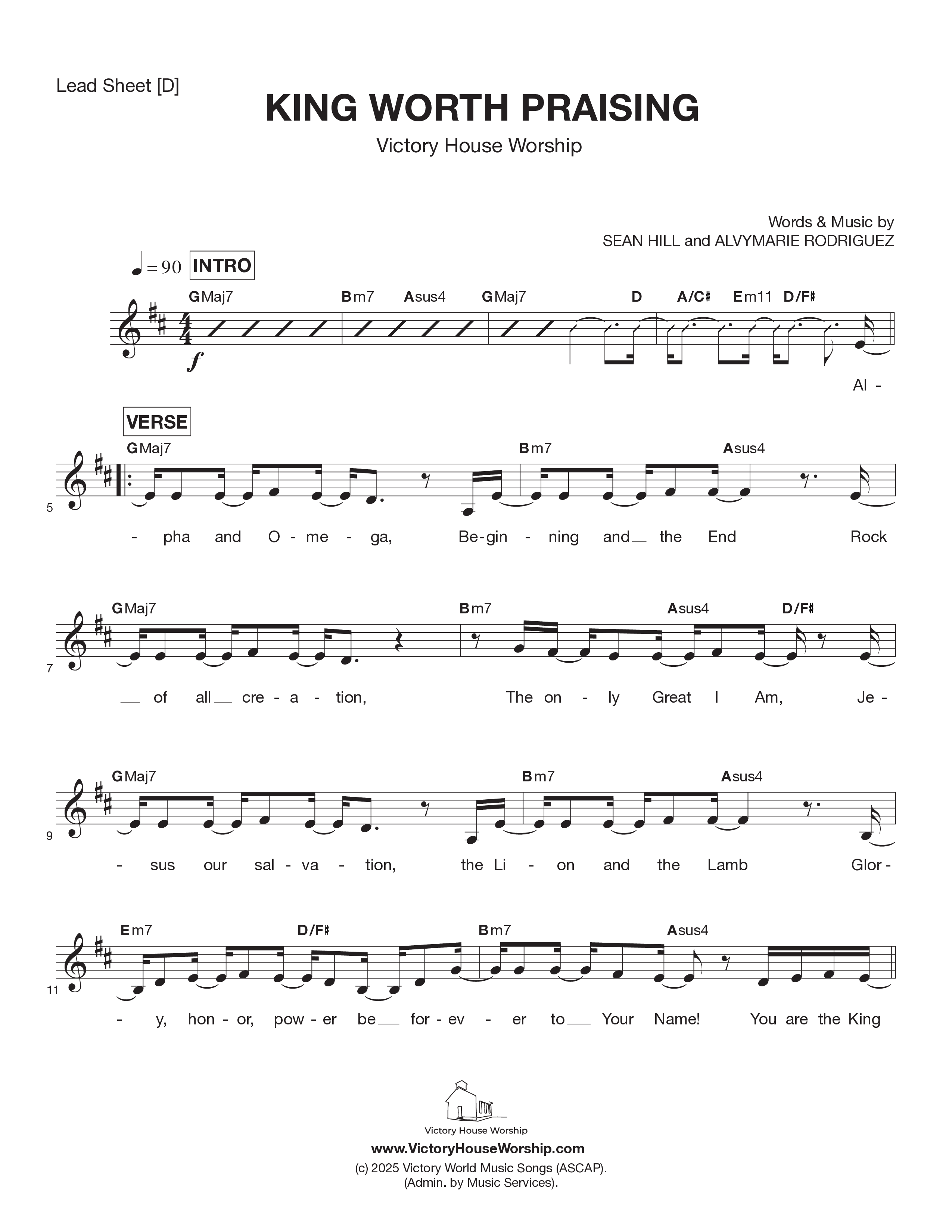 King Worth Praising Lead Sheet Melody (Victory House Worship)
