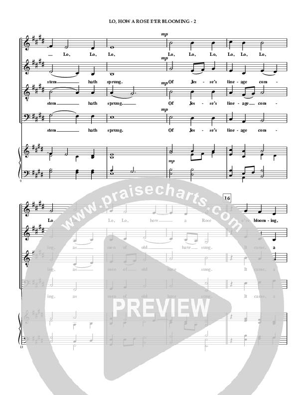 Lo How A Rose E'er Blooming Piano/Vocal (SATB) (Irving Bible Church Vox Humana Choir / Gail Wasson)