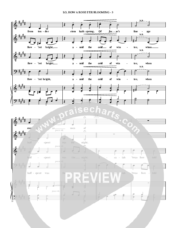 Lo How A Rose E'er Blooming Piano/Vocal (SATB) (Irving Bible Church Vox Humana Choir / Gail Wasson)