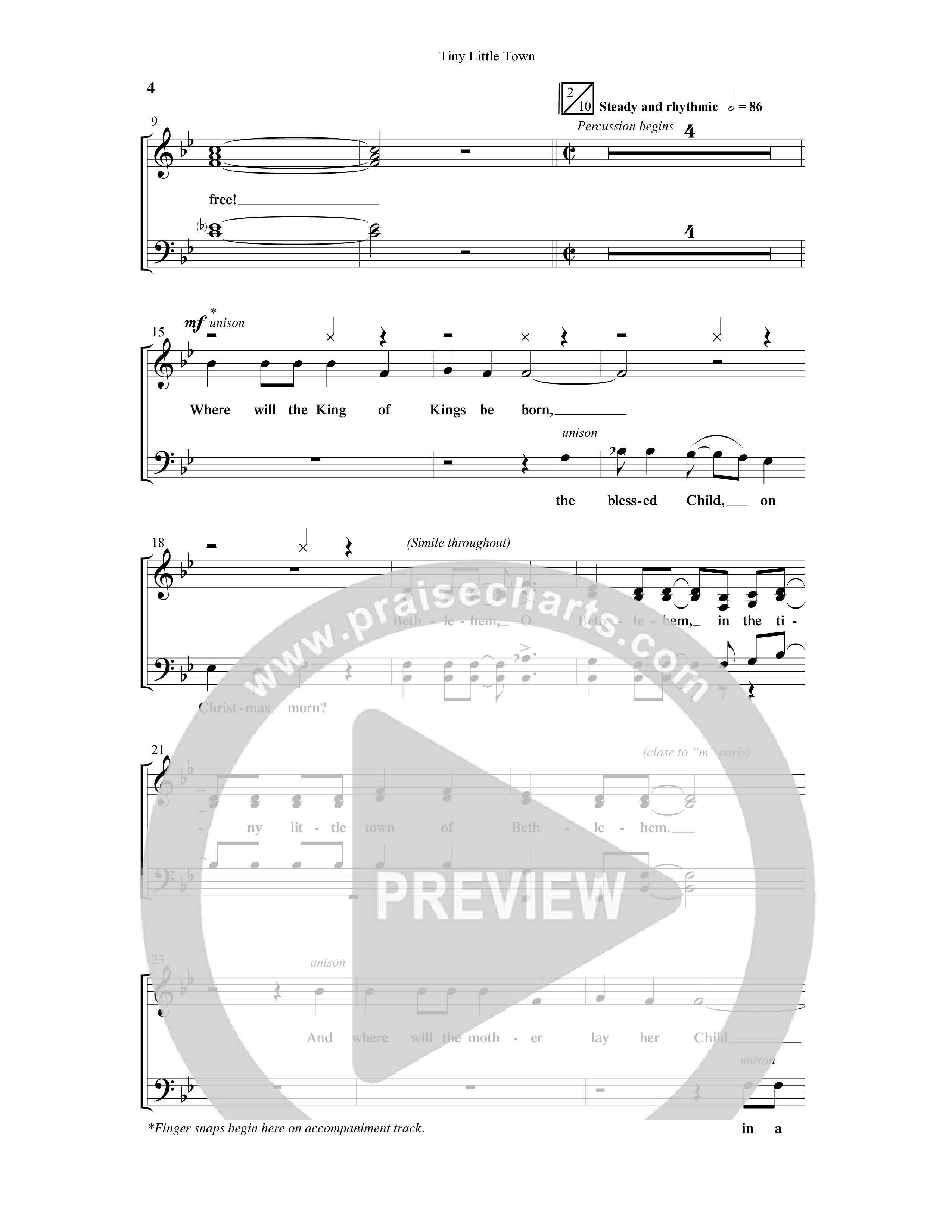 Tiny Little Town (Choral Anthem SATB) Anthem (SATB/Piano) (Word Music Choral / Arr. David Hamilton)