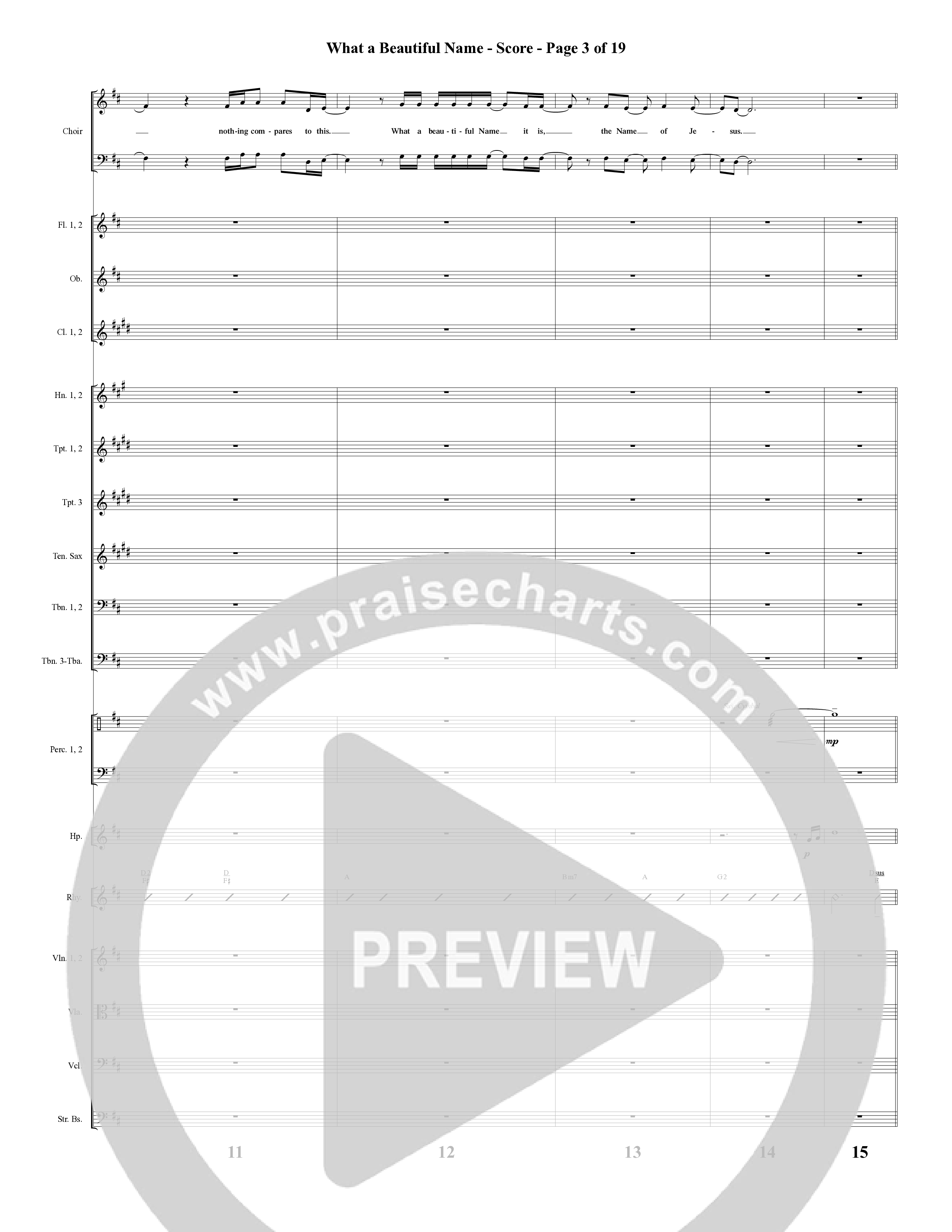 What A Beautiful Name (with O Come Let Us Adore Him) (Choral Anthem SATB) Orchestration (Word Music Choral / Arr. Cliff Duren)