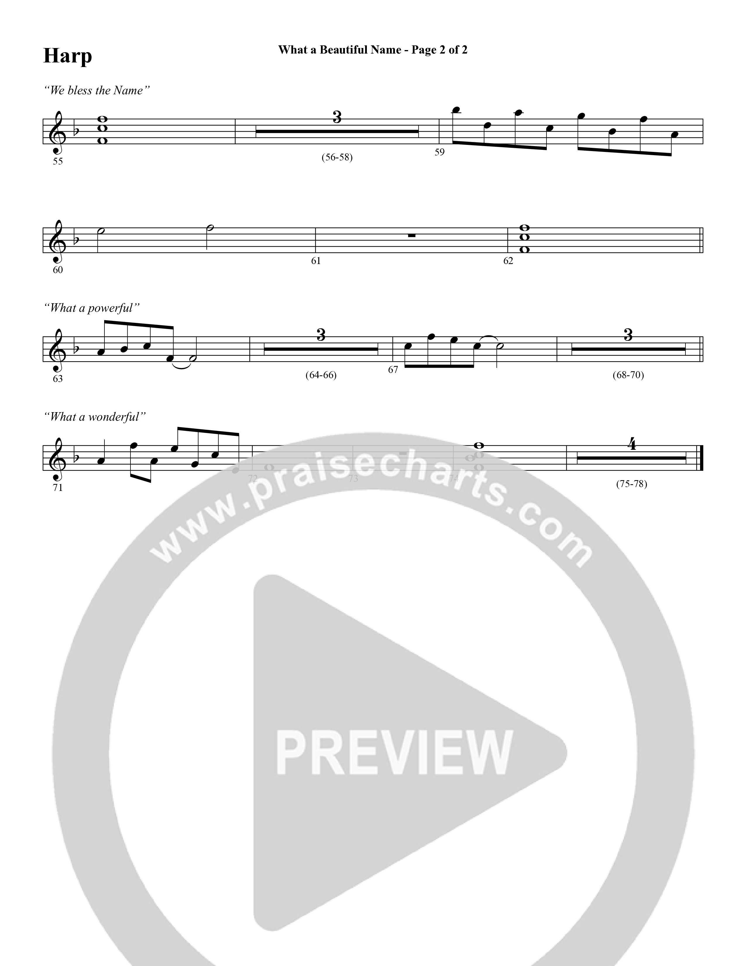 What A Beautiful Name (with O Come Let Us Adore Him) (Choral Anthem SATB) Harp (Word Music Choral / Arr. Cliff Duren)