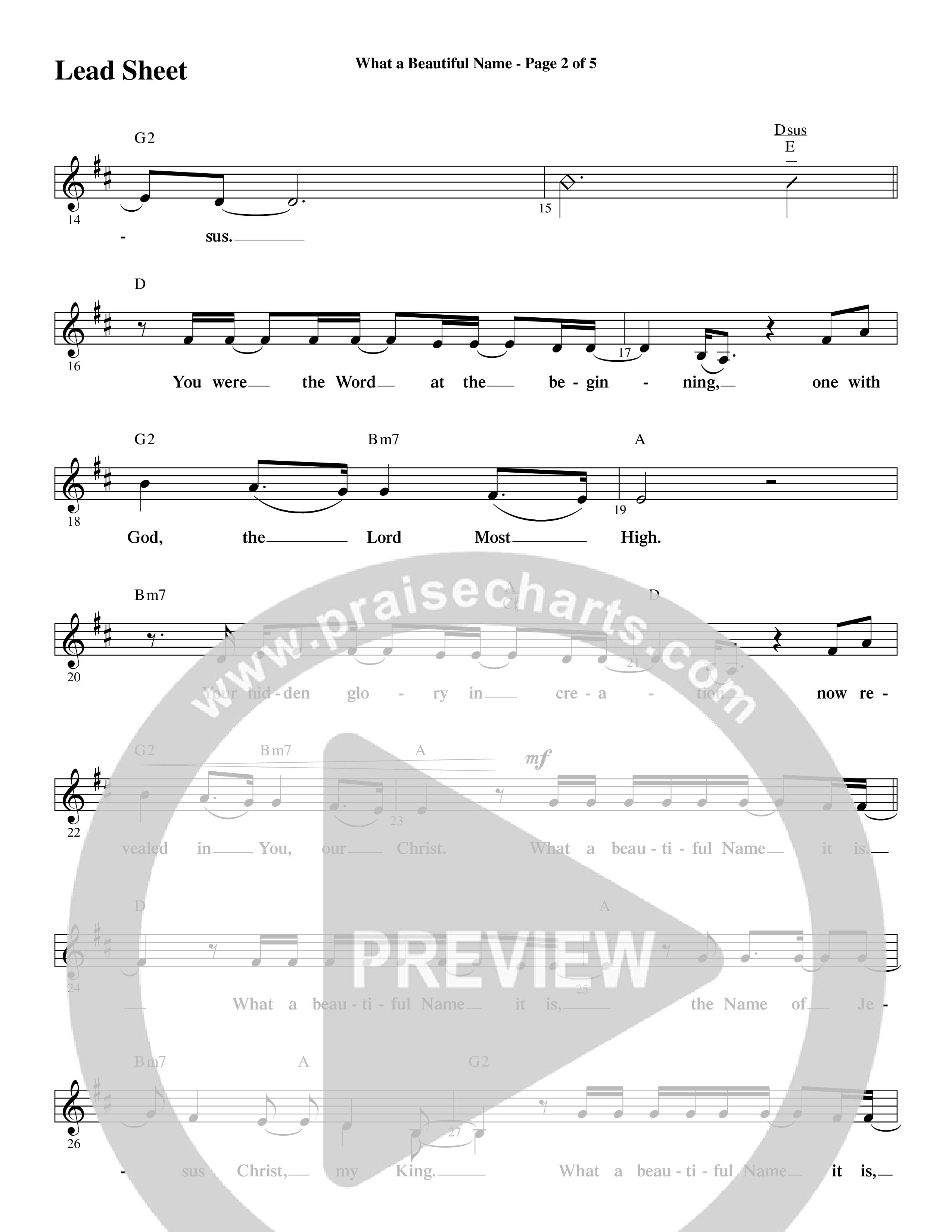 What A Beautiful Name (with O Come Let Us Adore Him) (Choral Anthem SATB) Lead Sheet (Melody) (Word Music Choral / Arr. Cliff Duren)