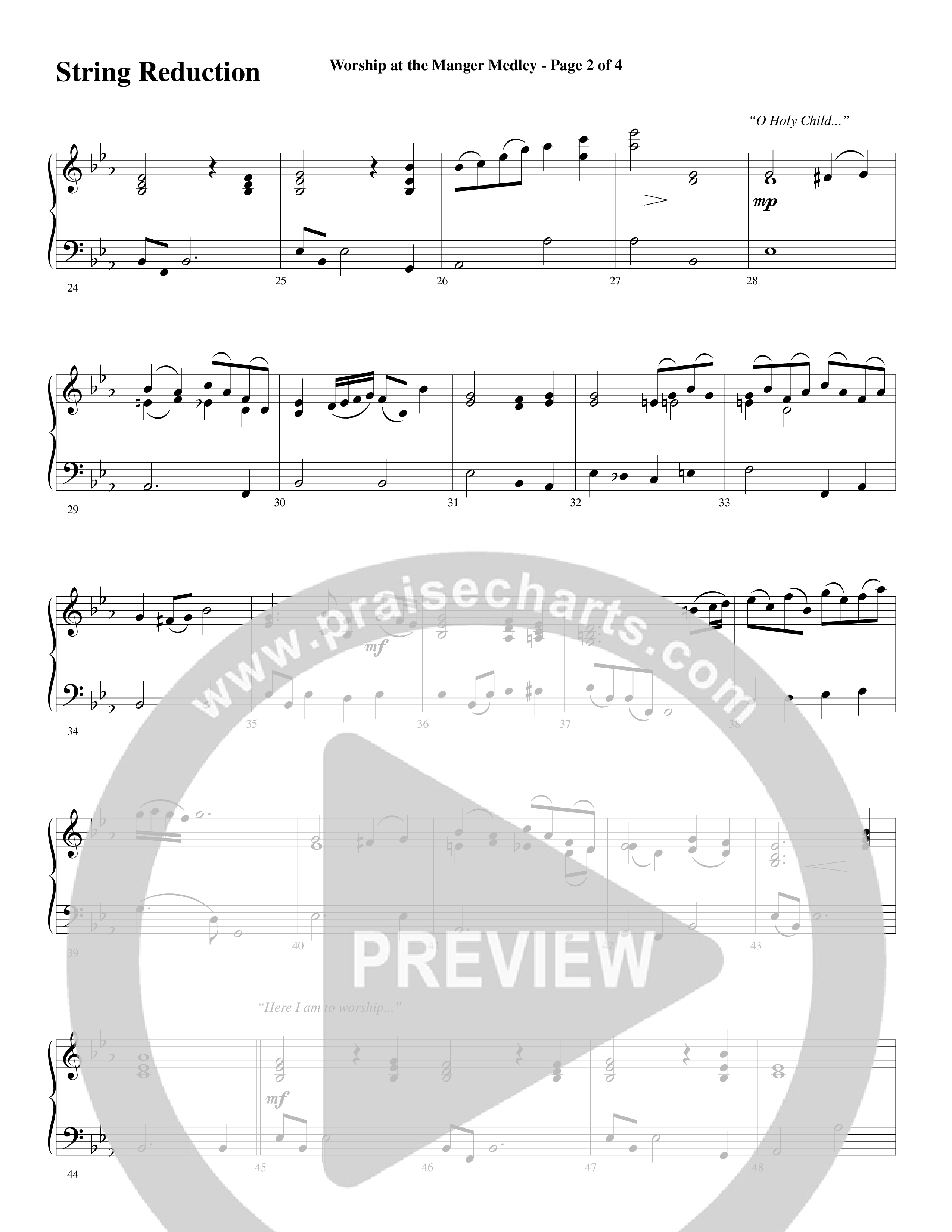 Worship At The Manger Medley (with Three Traditional Carols) (Choral Anthem SATB) String Reduction (Word Music Choral / Arr. Marty Parks)