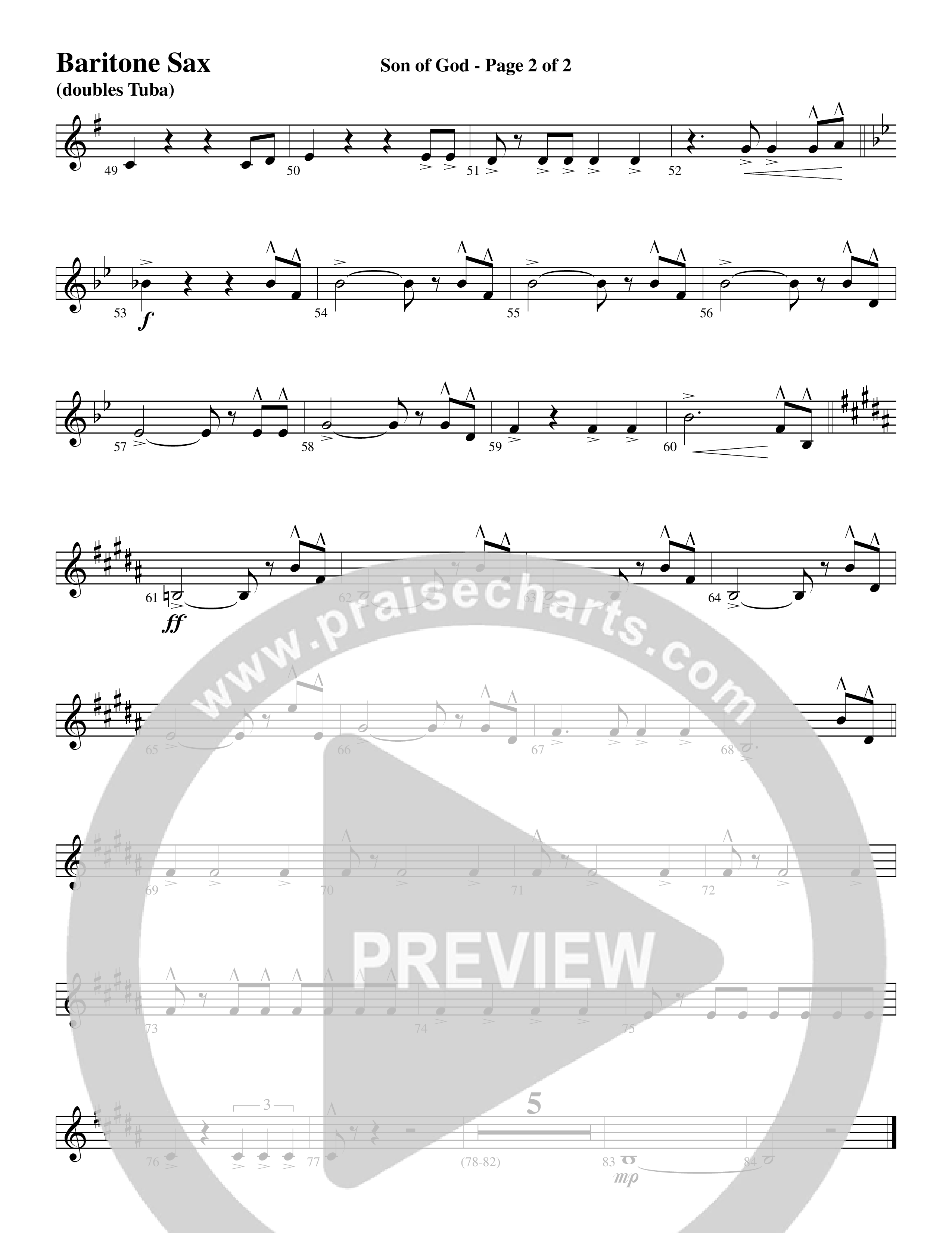 Son Of God (Choral Anthem SATB) Bari Sax (Word Music Choral / Arr. David Clydesdale)