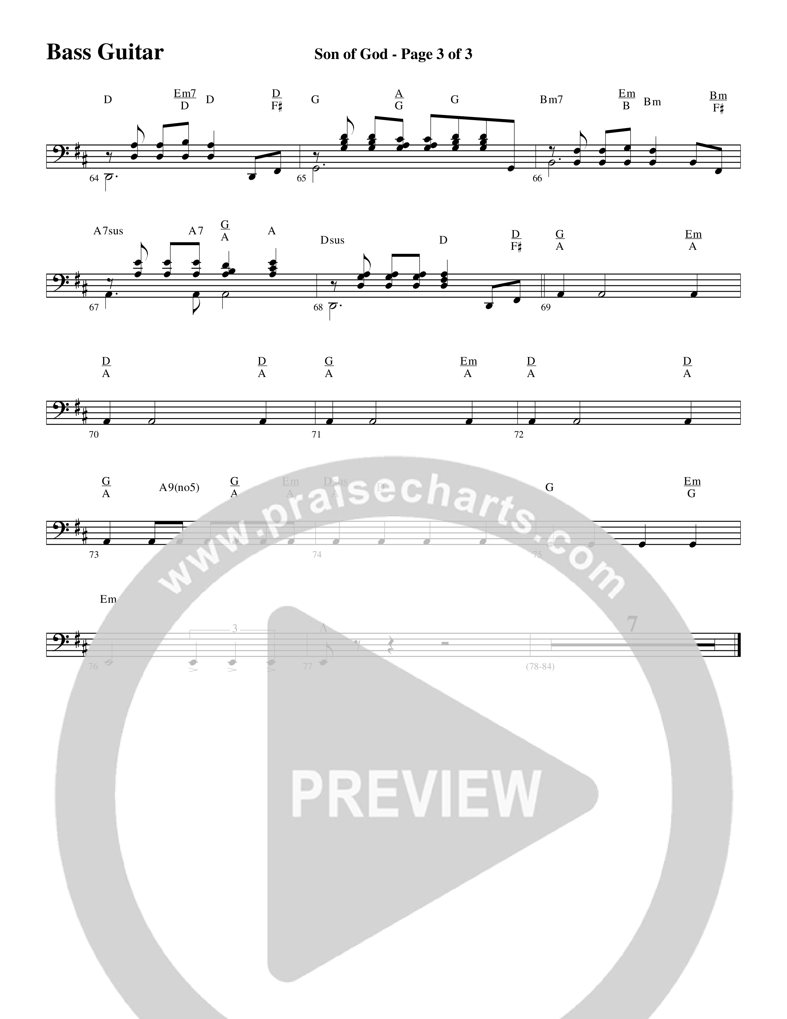 Son Of God (Choral Anthem SATB) Bass Guitar (Word Music Choral / Arr. David Clydesdale)