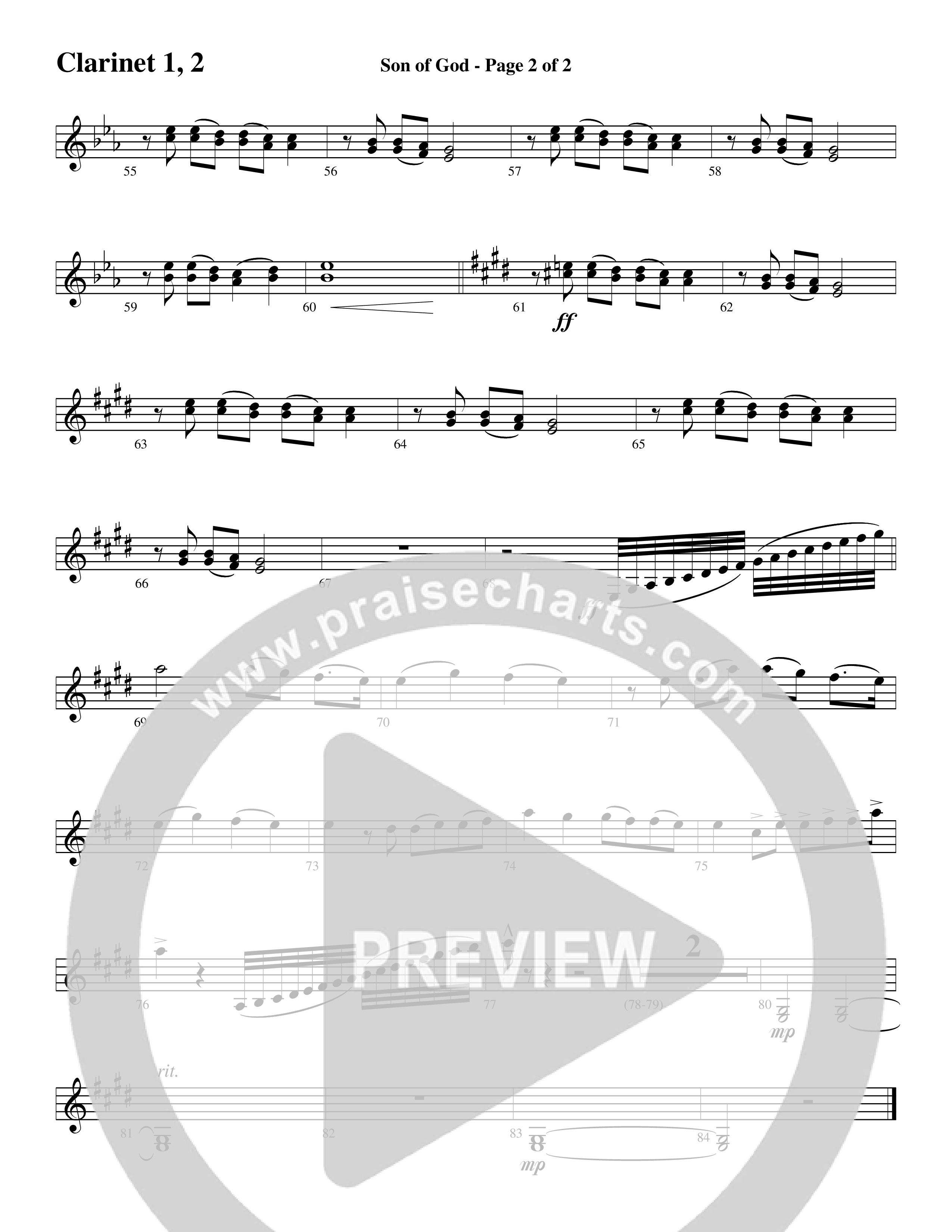 Son Of God (Choral Anthem SATB) Clarinet 1/2 (Word Music Choral / Arr. David Clydesdale)