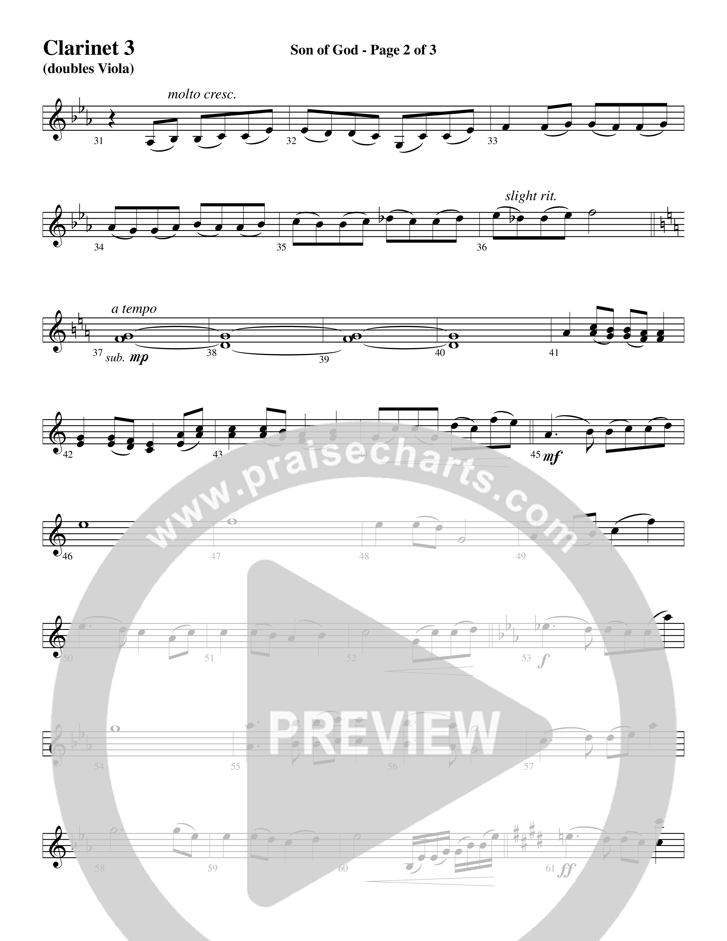 Son Of God (Choral Anthem SATB) Clarinet 3 (Word Music Choral / Arr. David Clydesdale)