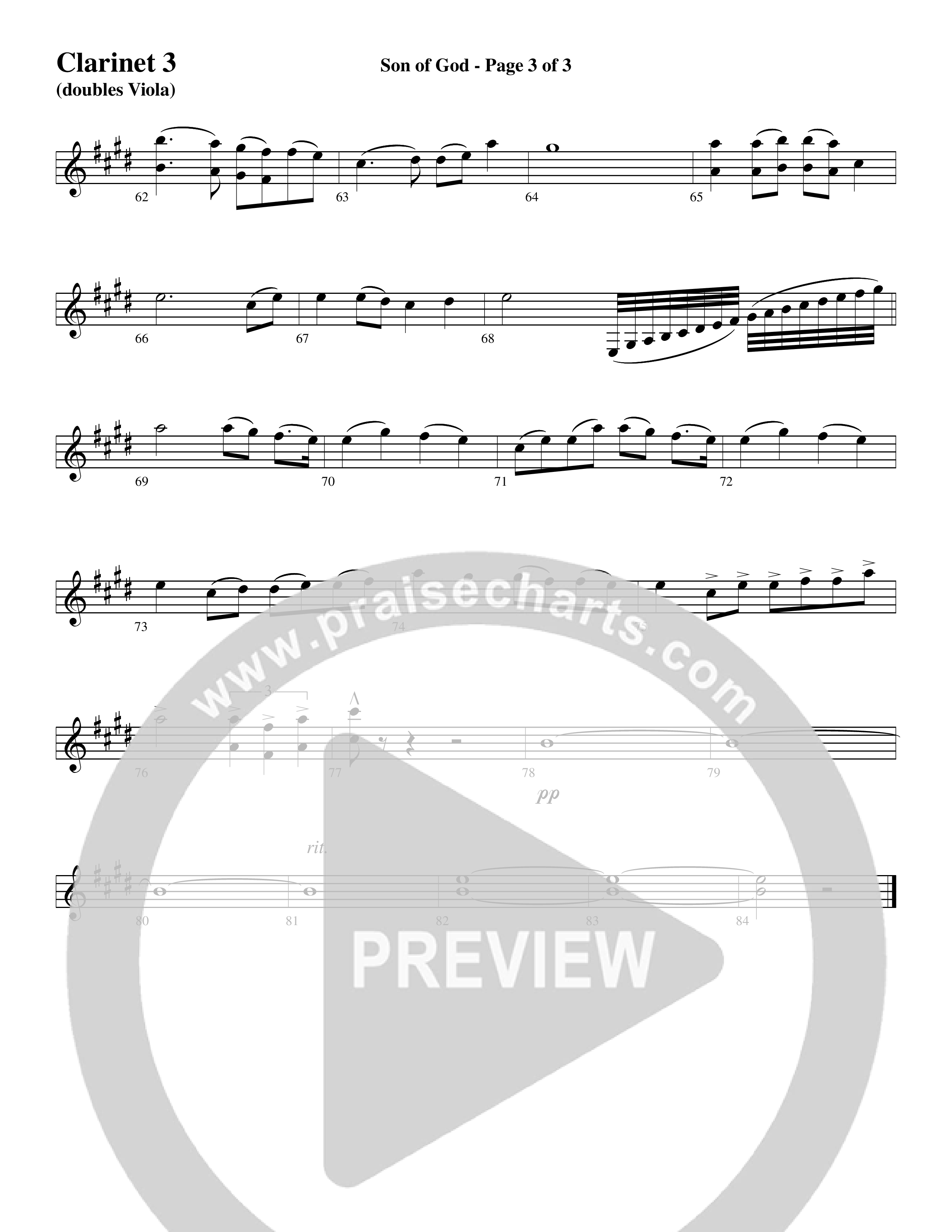 Son Of God (Choral Anthem SATB) Clarinet 3 (Word Music Choral / Arr. David Clydesdale)