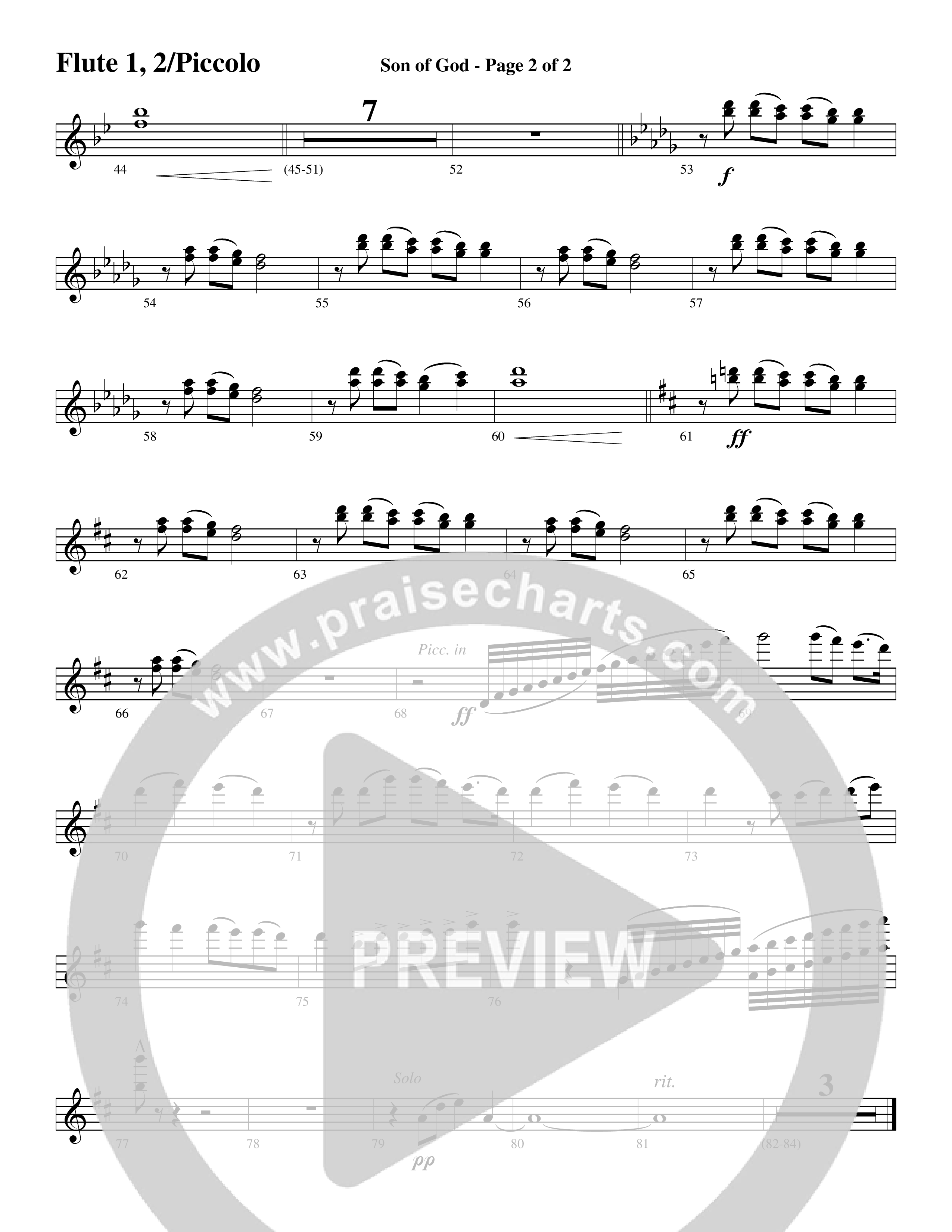 Son Of God (Choral Anthem SATB) Flute 1/2 (Word Music Choral / Arr. David Clydesdale)