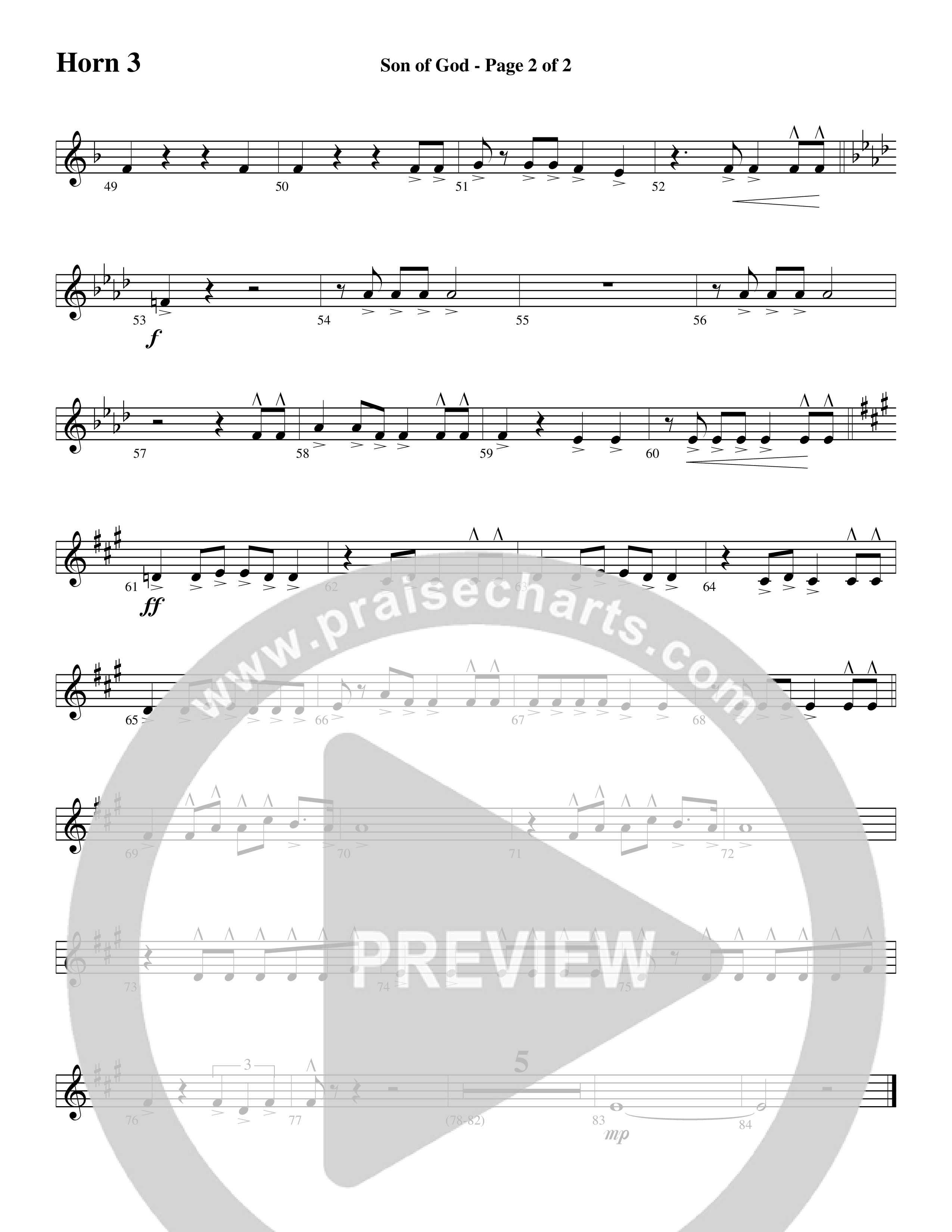 Son Of God (Choral Anthem SATB) French Horn 3 (Word Music Choral / Arr. David Clydesdale)