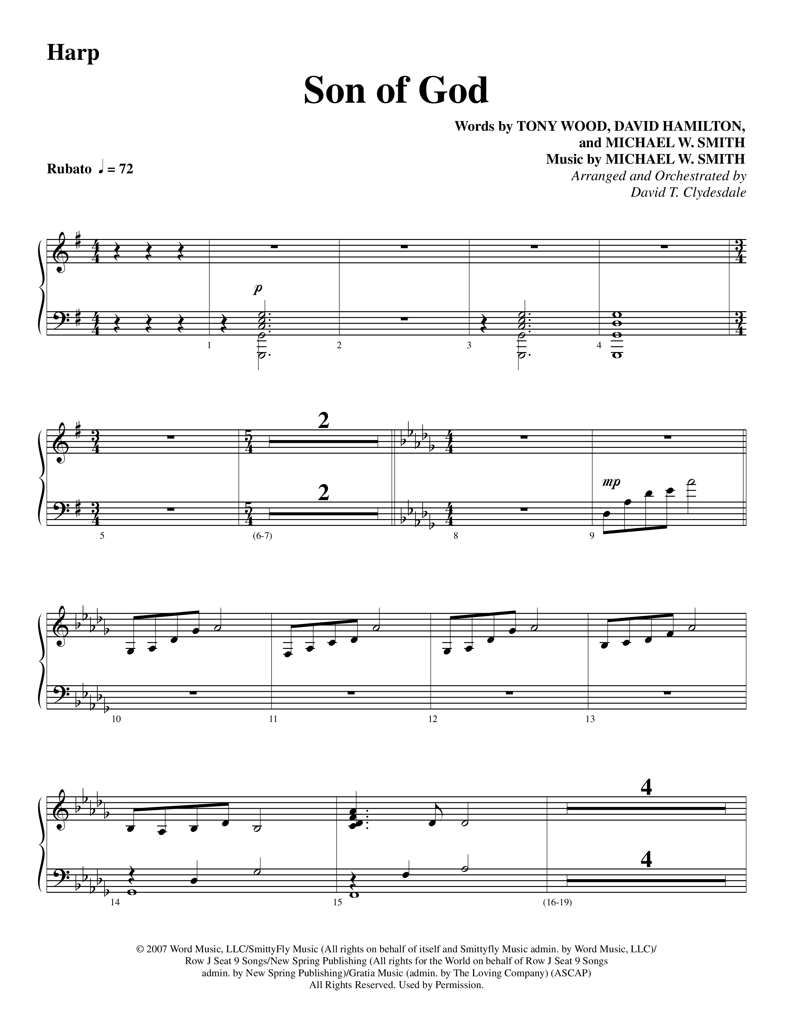 Son Of God (Choral Anthem SATB) Harp (Word Music Choral / Arr. David Clydesdale)