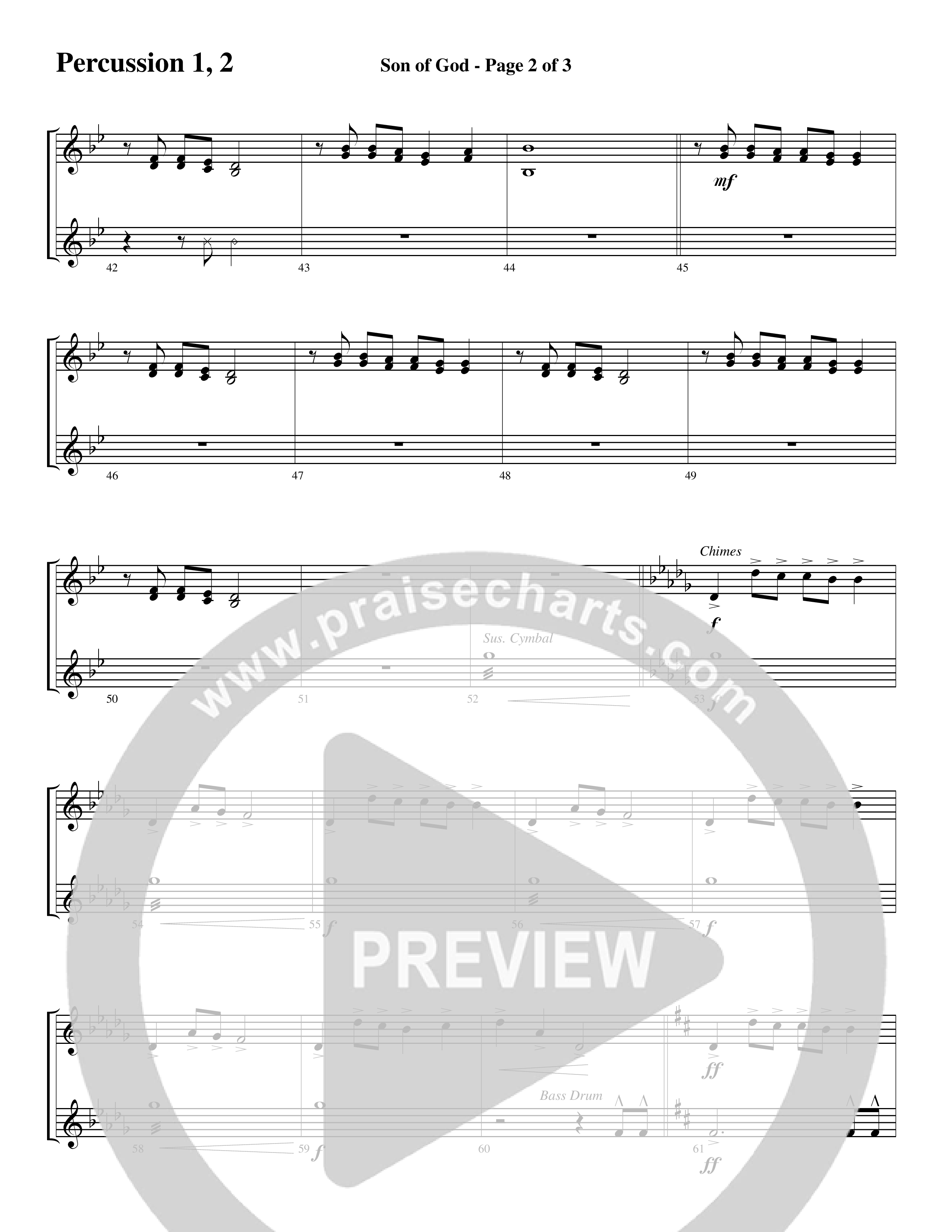 Son Of God (Choral Anthem SATB) Percussion (Word Music Choral / Arr. David Clydesdale)