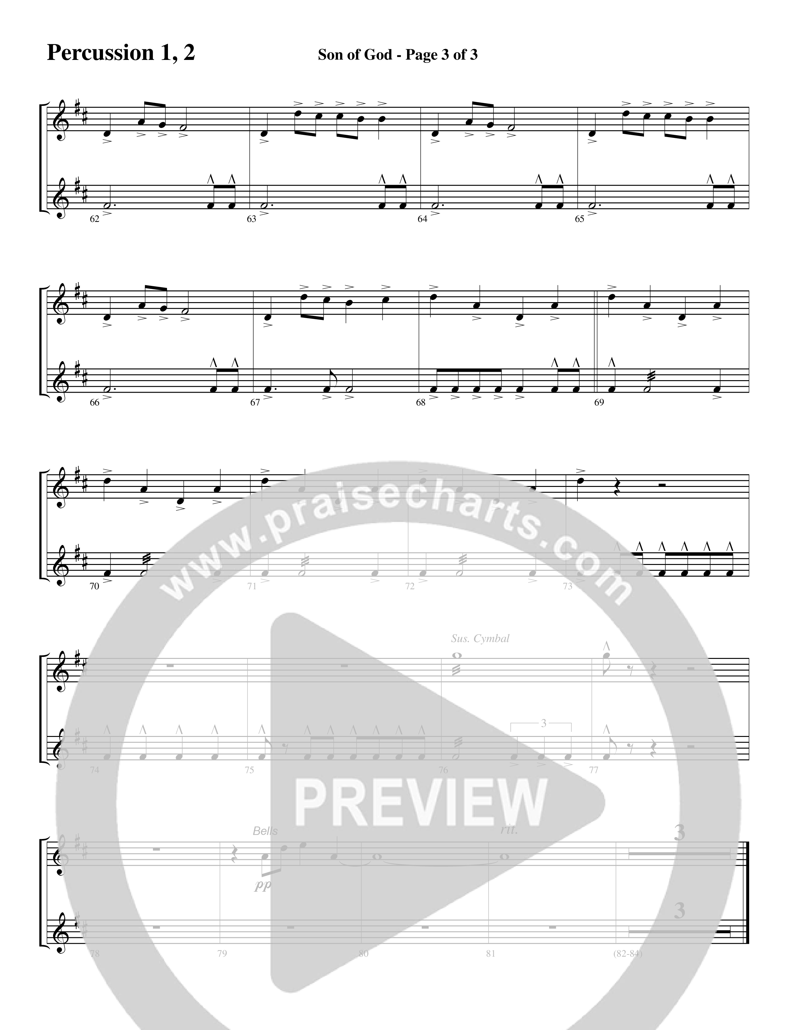 Son Of God (Choral Anthem SATB) Percussion (Word Music Choral / Arr. David Clydesdale)
