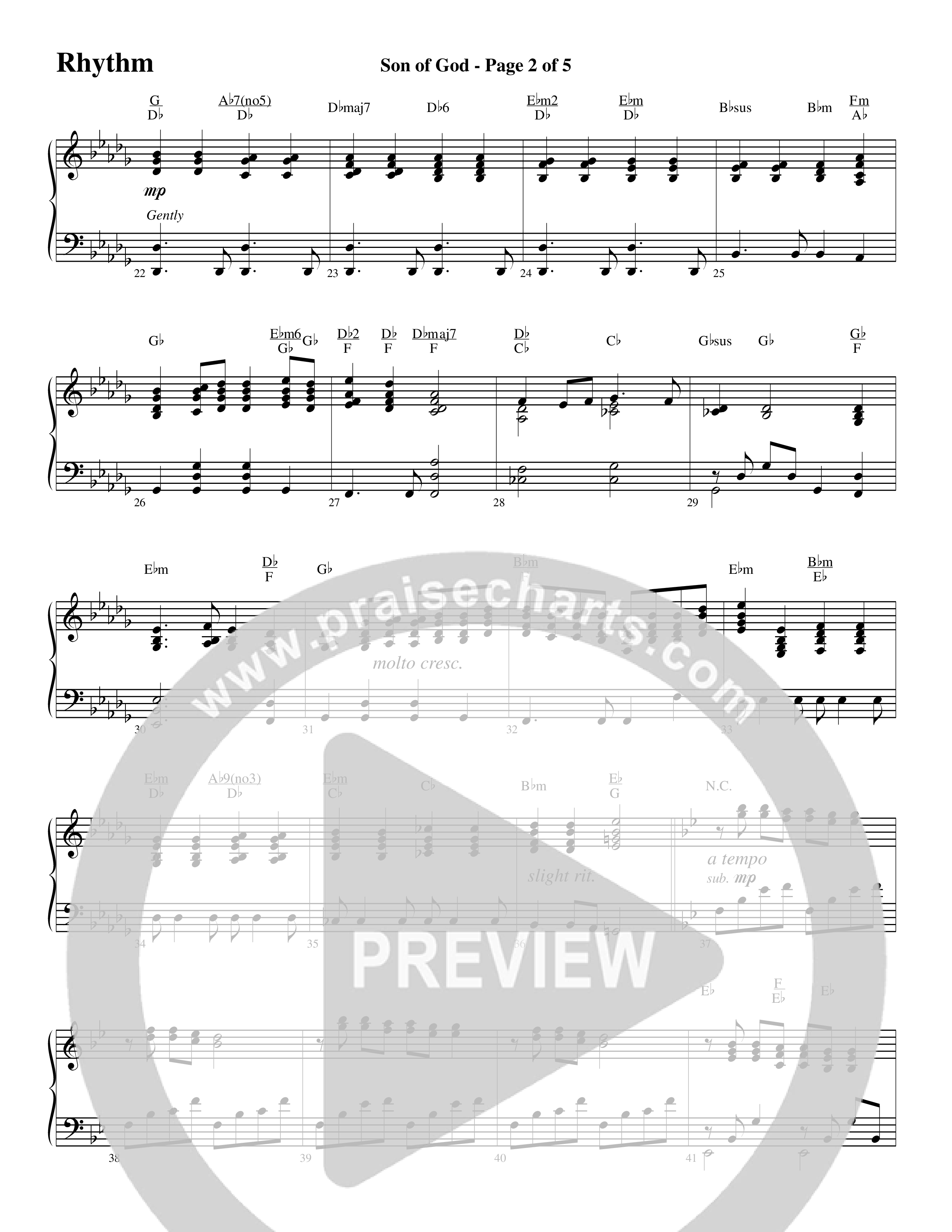 Son Of God (Choral Anthem SATB) Rhythm Chart (Word Music Choral / Arr. David Clydesdale)