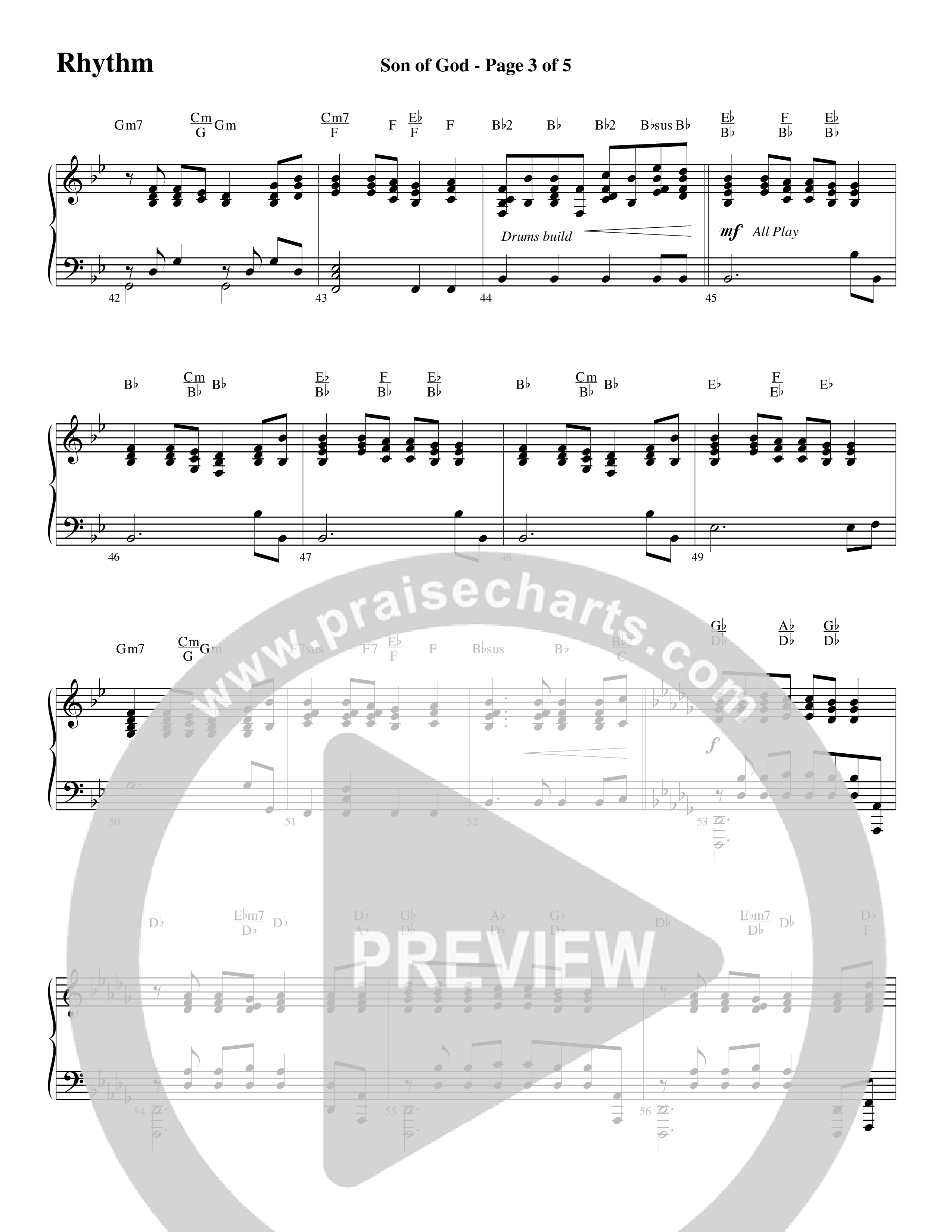 Son Of God (Choral Anthem SATB) Rhythm Chart (Word Music Choral / Arr. David Clydesdale)