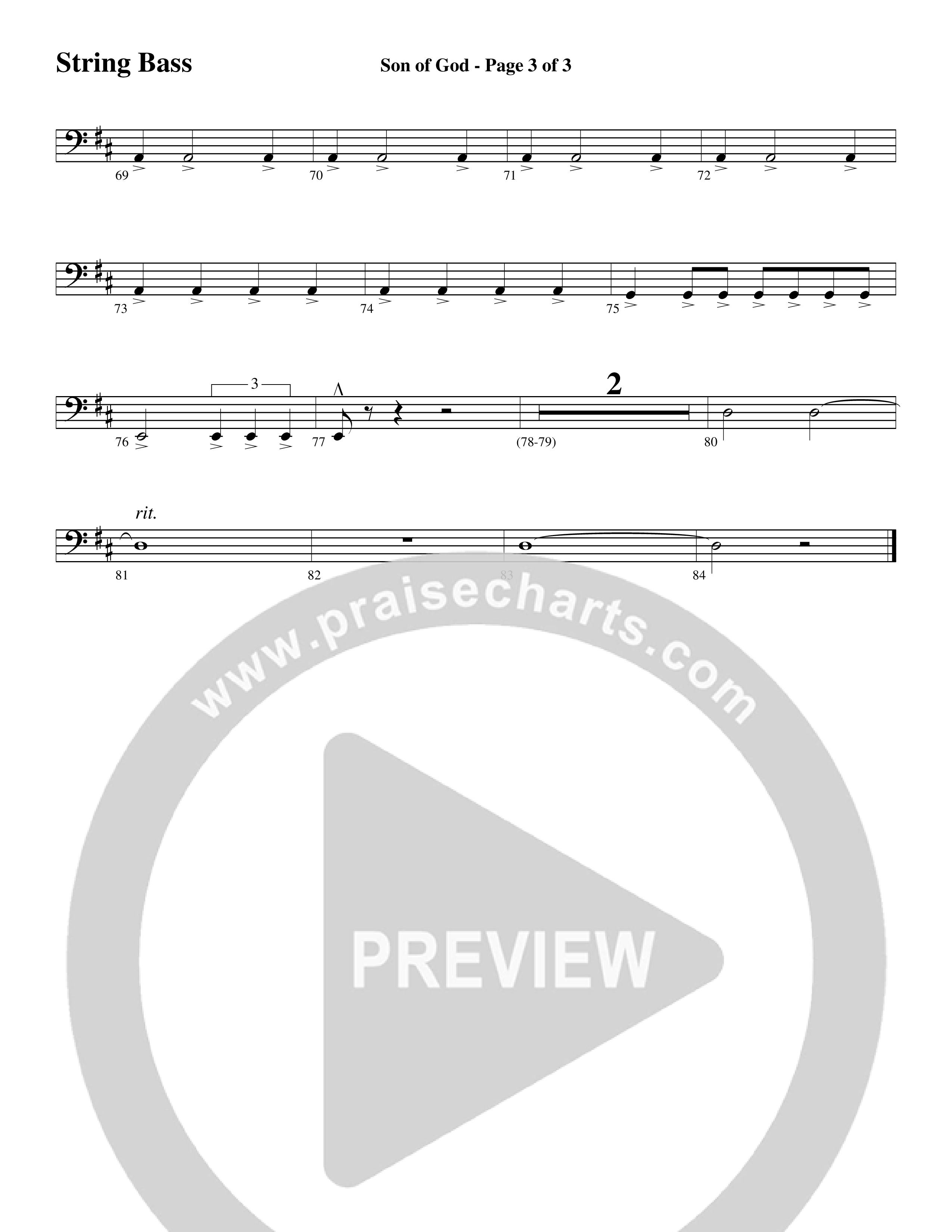 Son Of God (Choral Anthem SATB) String Bass (Word Music Choral / Arr. David Clydesdale)