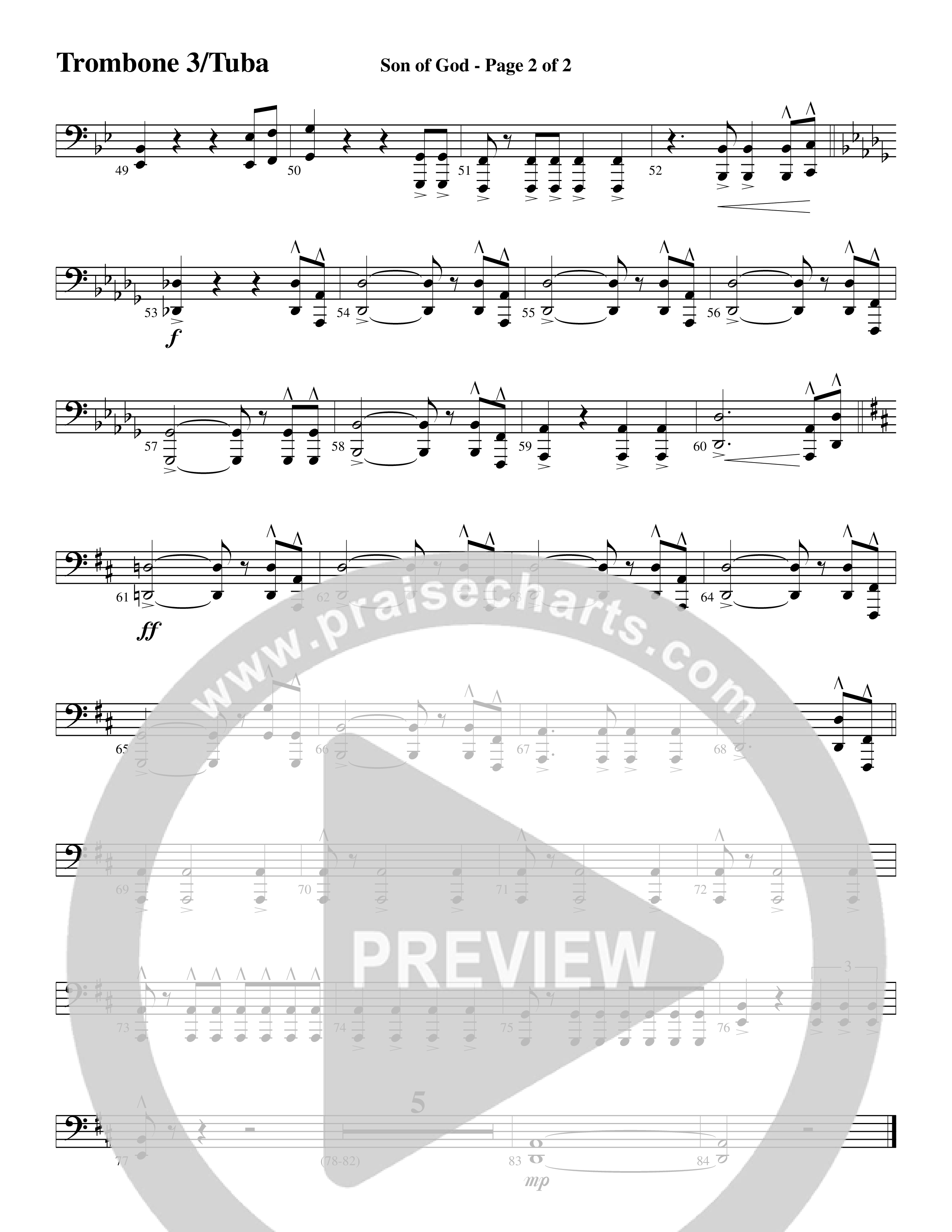 Son Of God (Choral Anthem SATB) Trombone 3/Tuba (Word Music Choral / Arr. David Clydesdale)