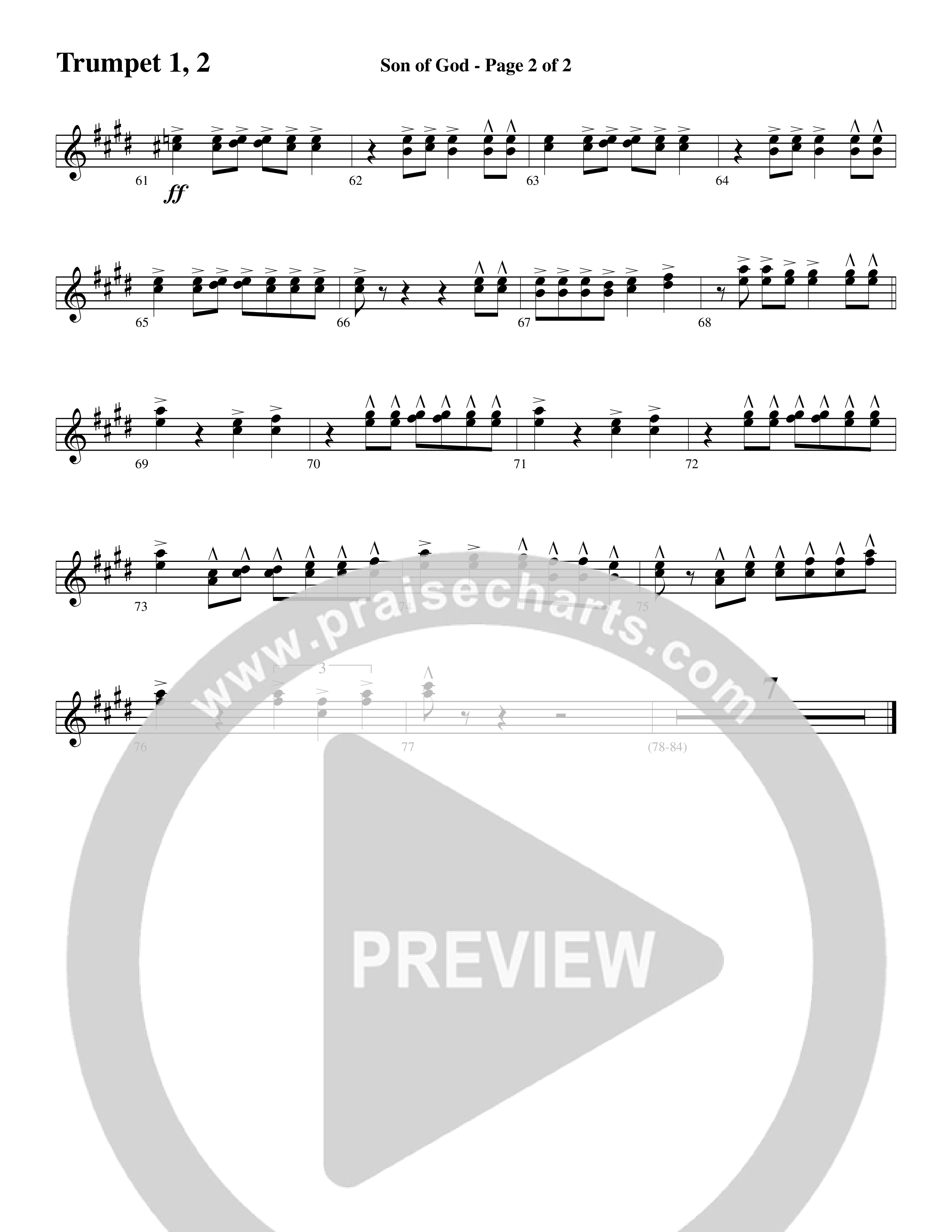 Son Of God (Choral Anthem SATB) Trumpet 1,2 (Word Music Choral / Arr. David Clydesdale)