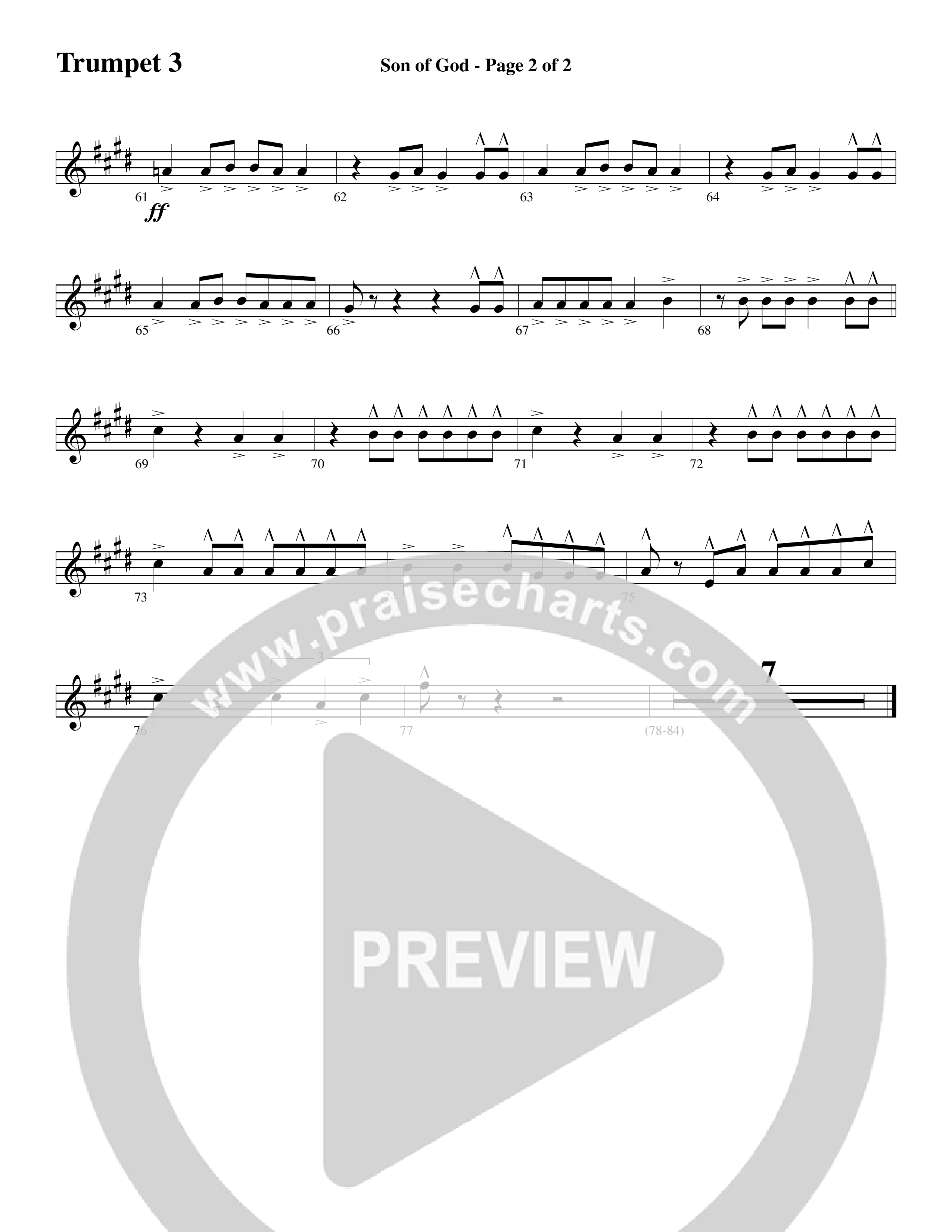 Son Of God (Choral Anthem SATB) Trumpet 3 (Word Music Choral / Arr. David Clydesdale)