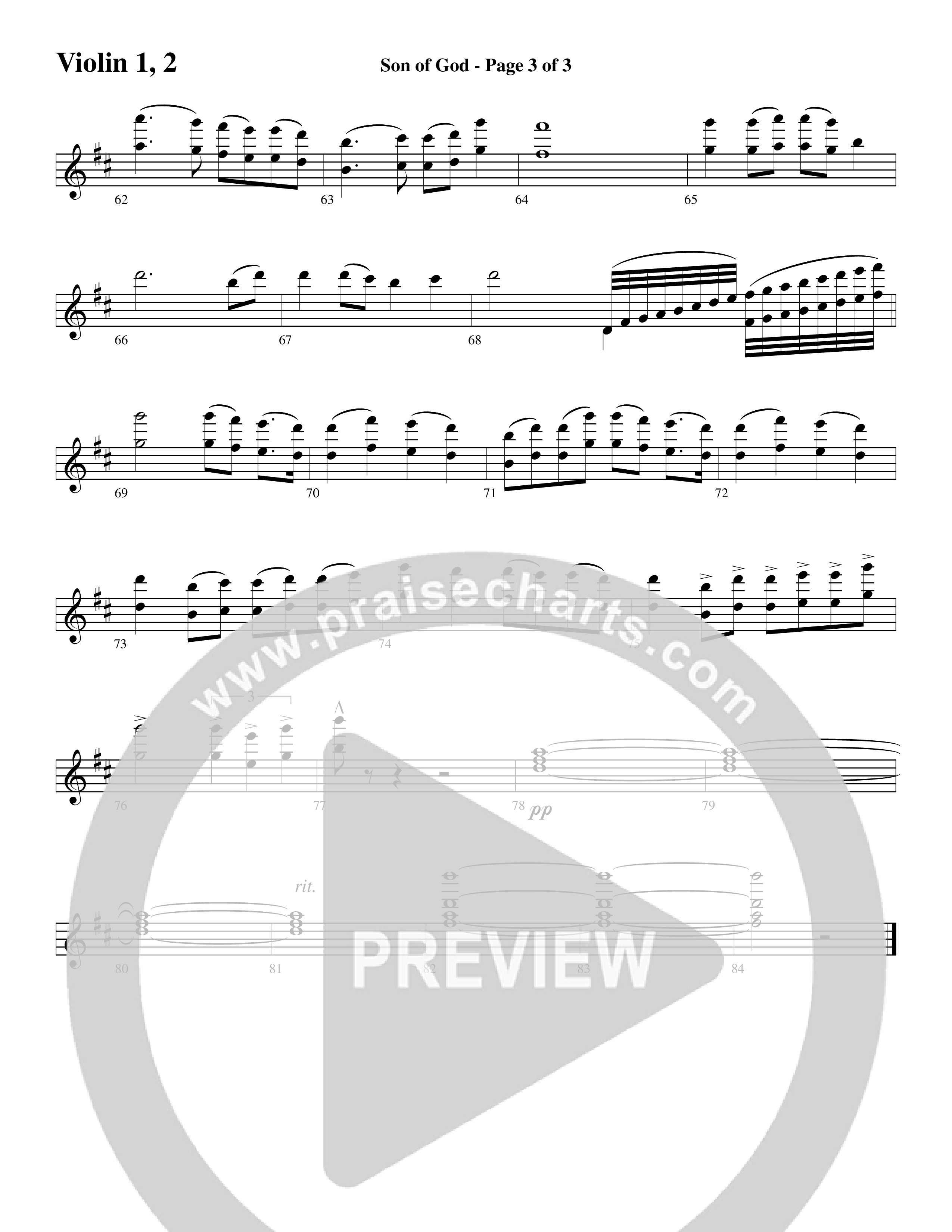 Son Of God (Choral Anthem SATB) Violin 1/2 (Word Music Choral / Arr. David Clydesdale)