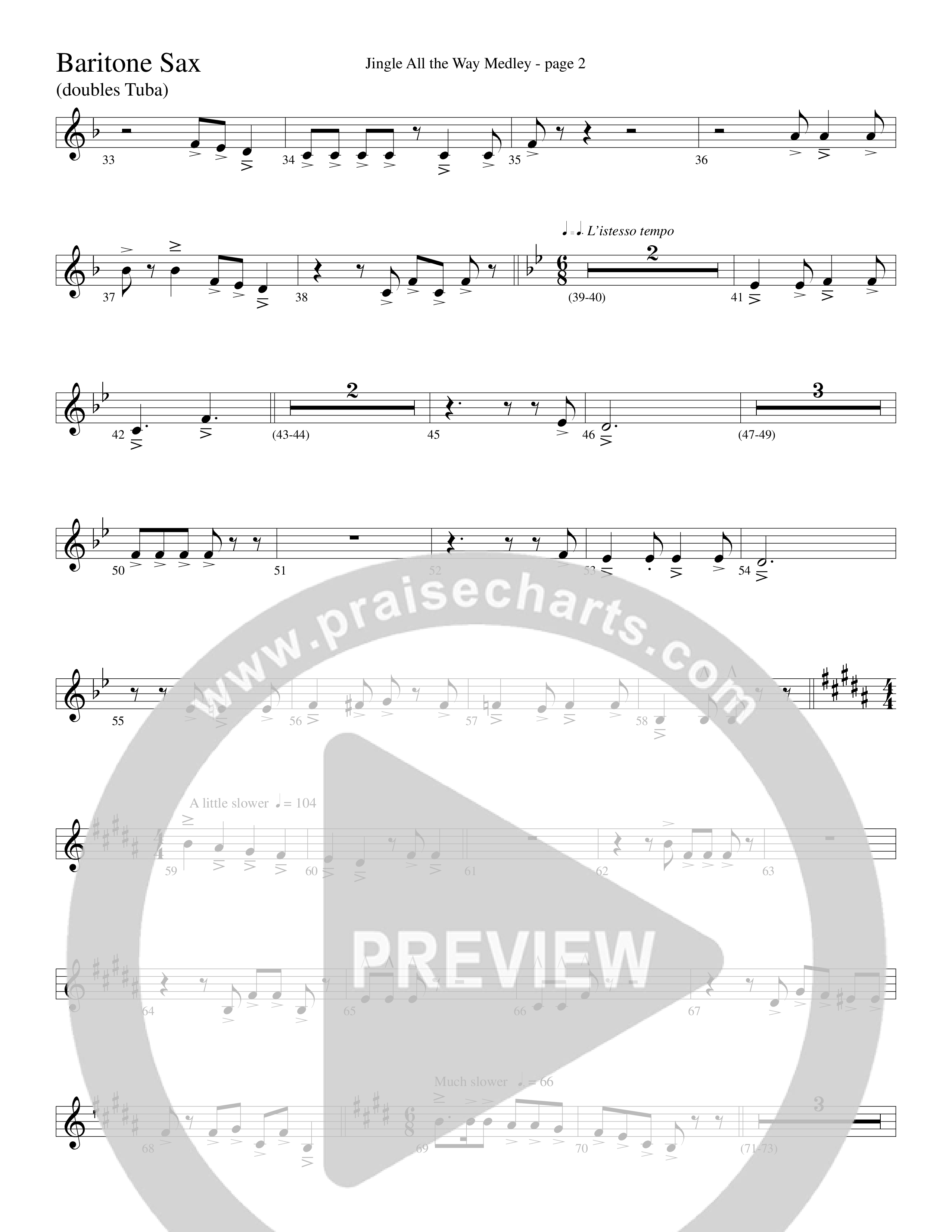 Jingle  All The Way Medley (Choral Anthem SATB) Bari Sax (Word Music Choral / Arr. David Clydesdale)