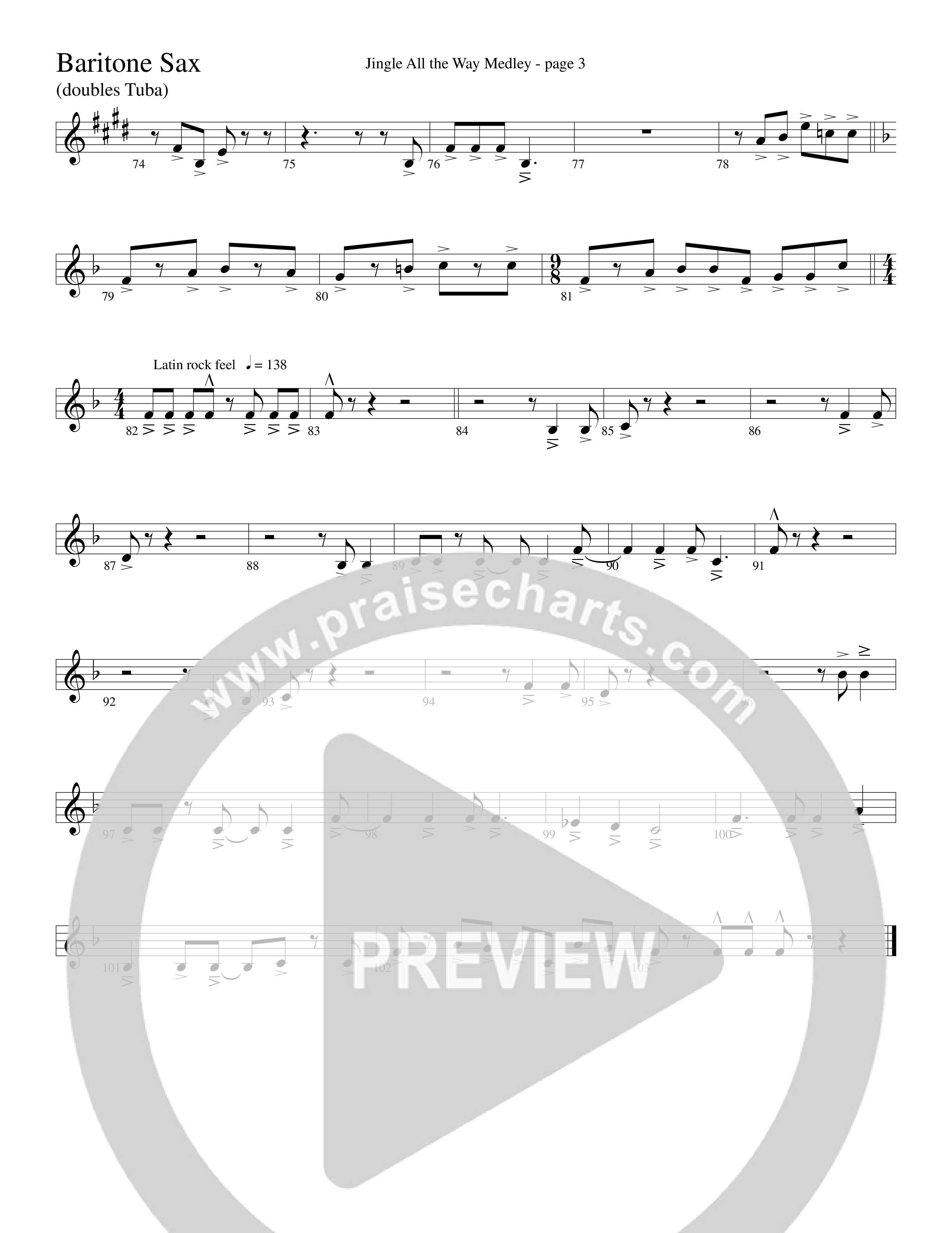 Jingle  All The Way Medley (Choral Anthem SATB) Bari Sax (Word Music Choral / Arr. David Clydesdale)