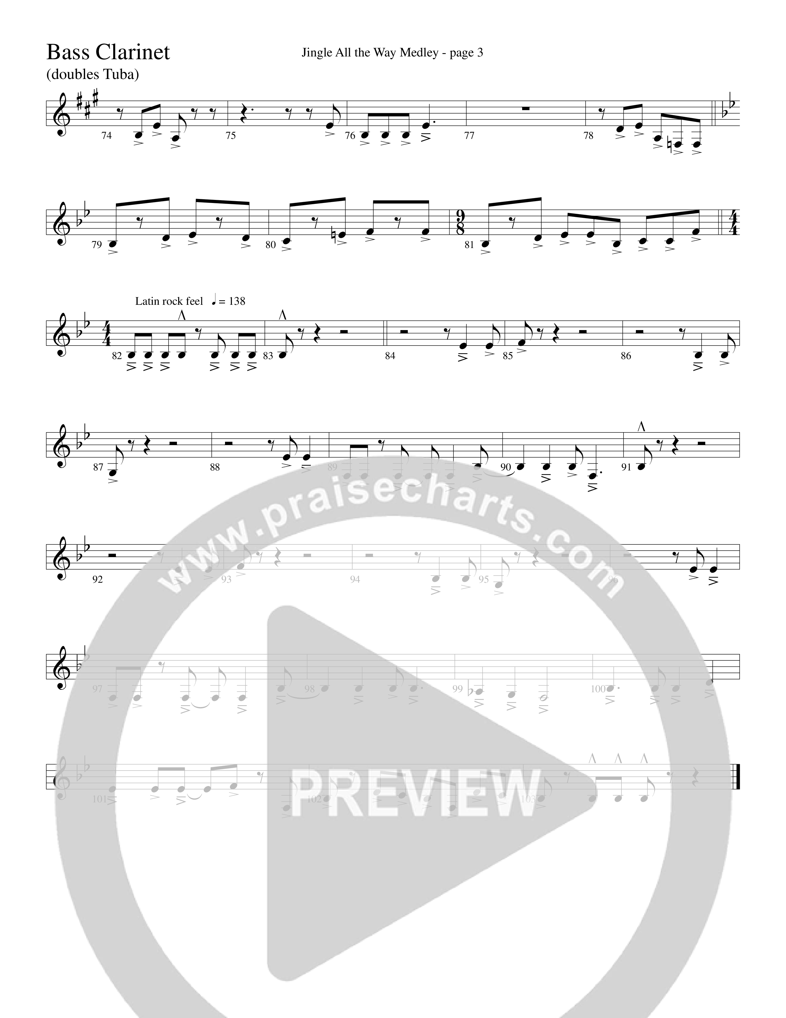 Jingle All The Way Medley (Choral Anthem SATB) Bass Clarinet (Word Music Choral / Arr. David Clydesdale)